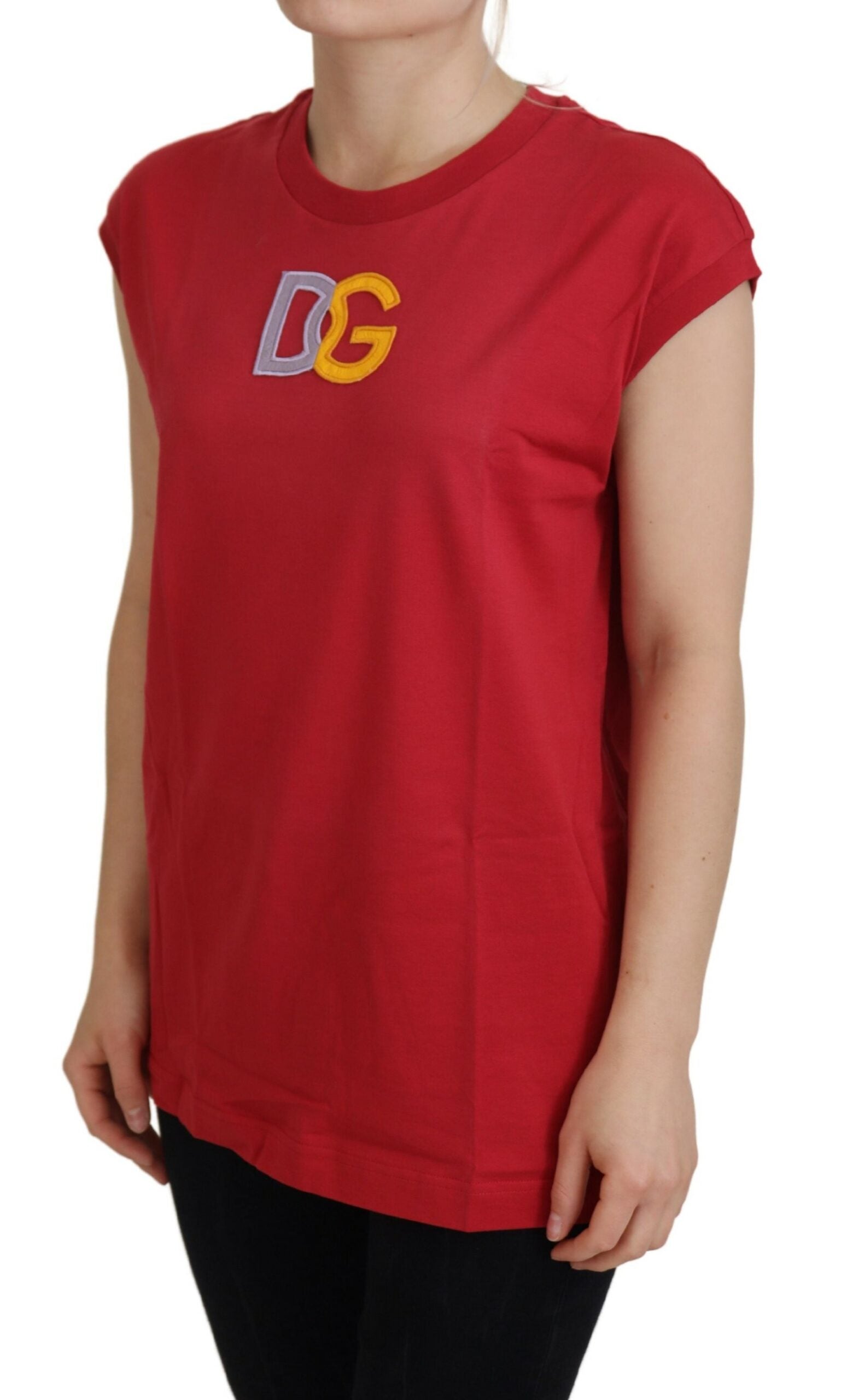 Camiseta sin mangas con logotipo DG de algodón rojo de Dolce &amp; Gabbana