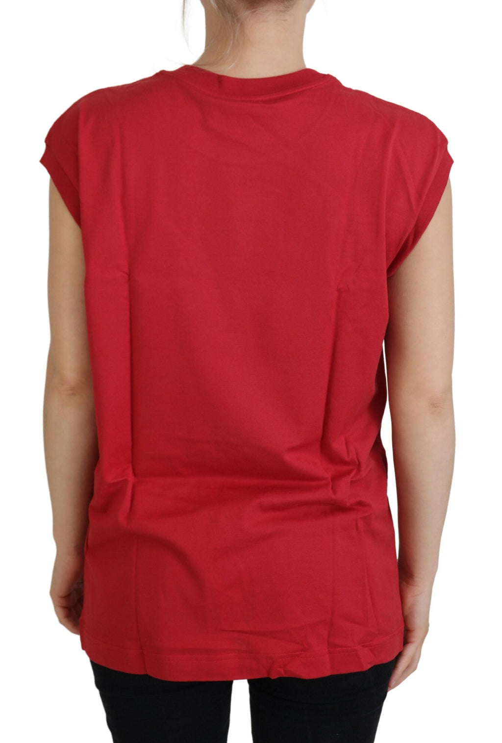 Camiseta sin mangas con logotipo DG de algodón rojo de Dolce &amp; Gabbana