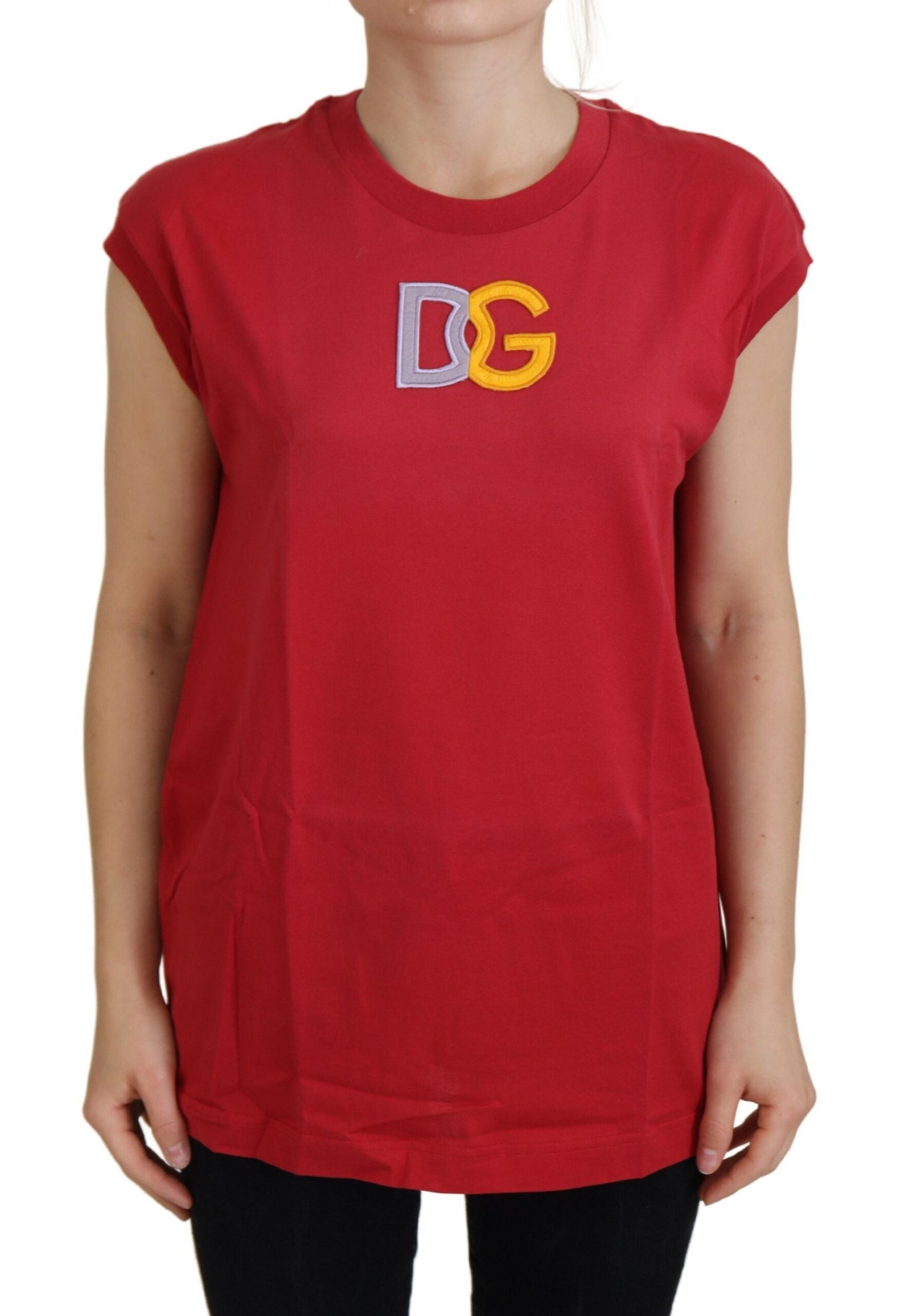 Camiseta sin mangas con logotipo DG de algodón rojo de Dolce &amp; Gabbana