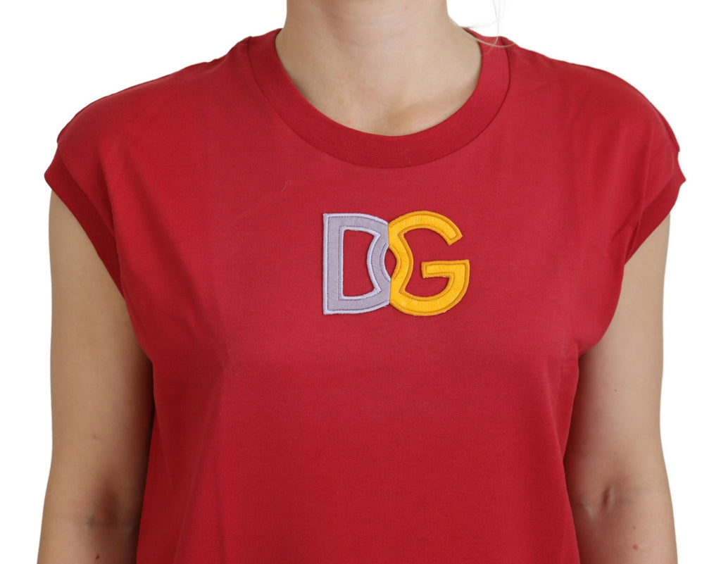 Camiseta sin mangas con logotipo DG de algodón rojo de Dolce &amp; Gabbana
