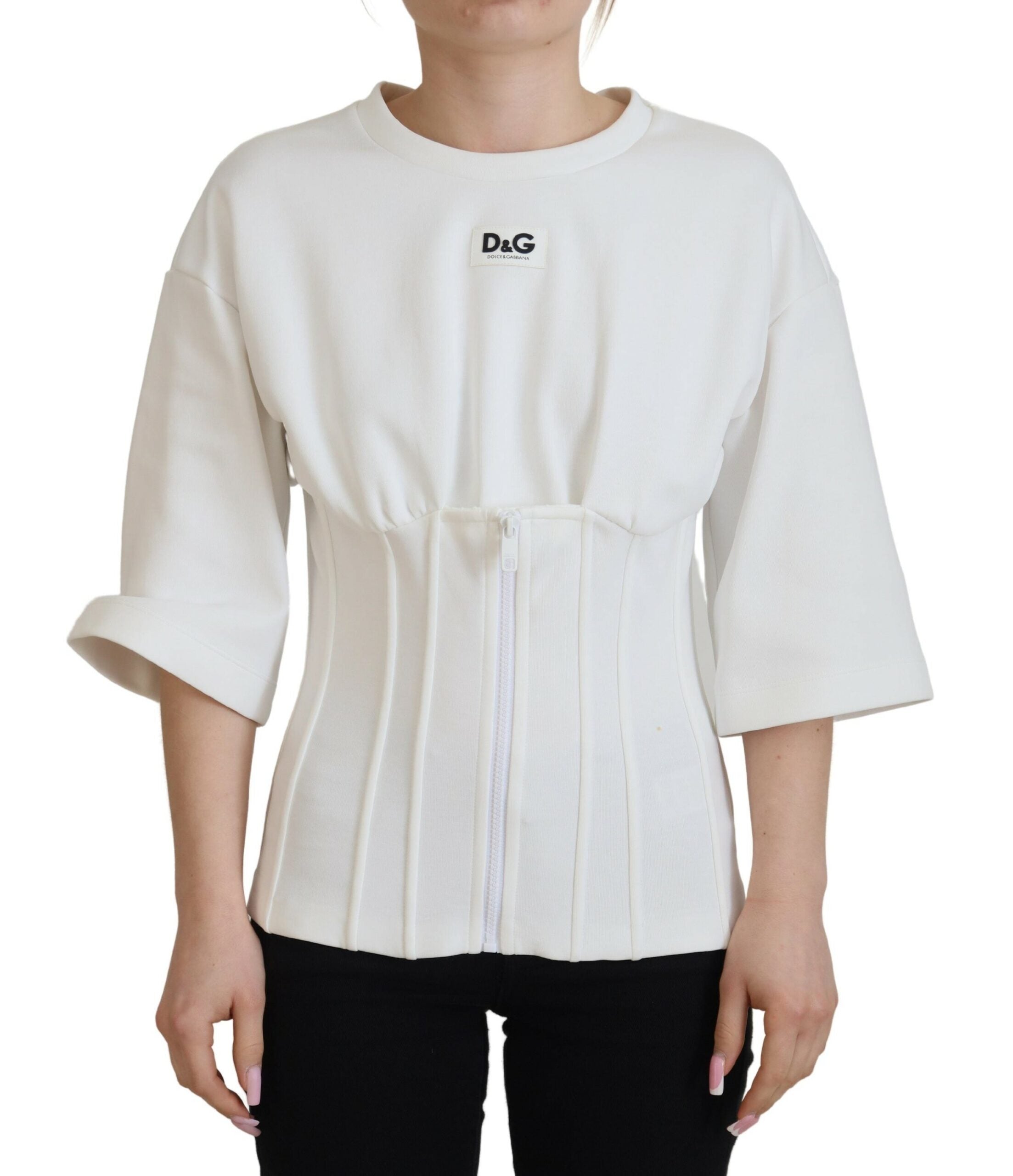 Camiseta blanca de algodón elástico con corsé de Dolce &amp; Gabbana