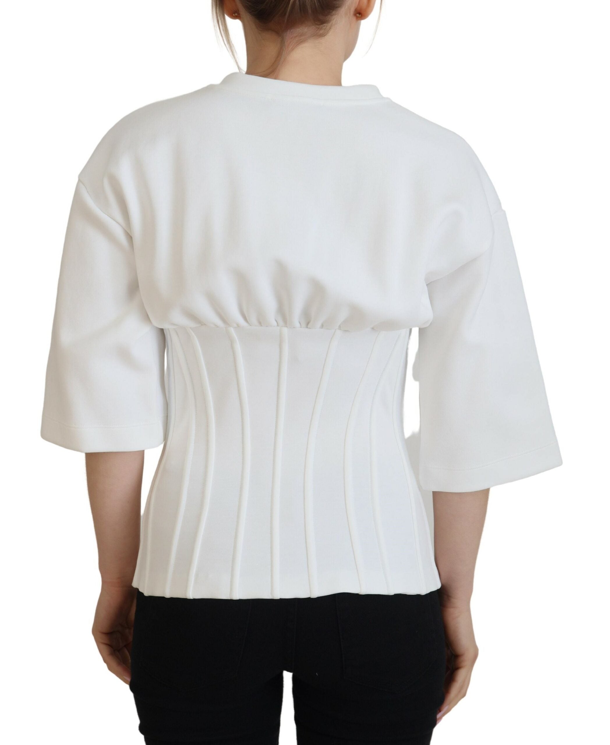 Camiseta blanca de algodón elástico con corsé de Dolce &amp; Gabbana