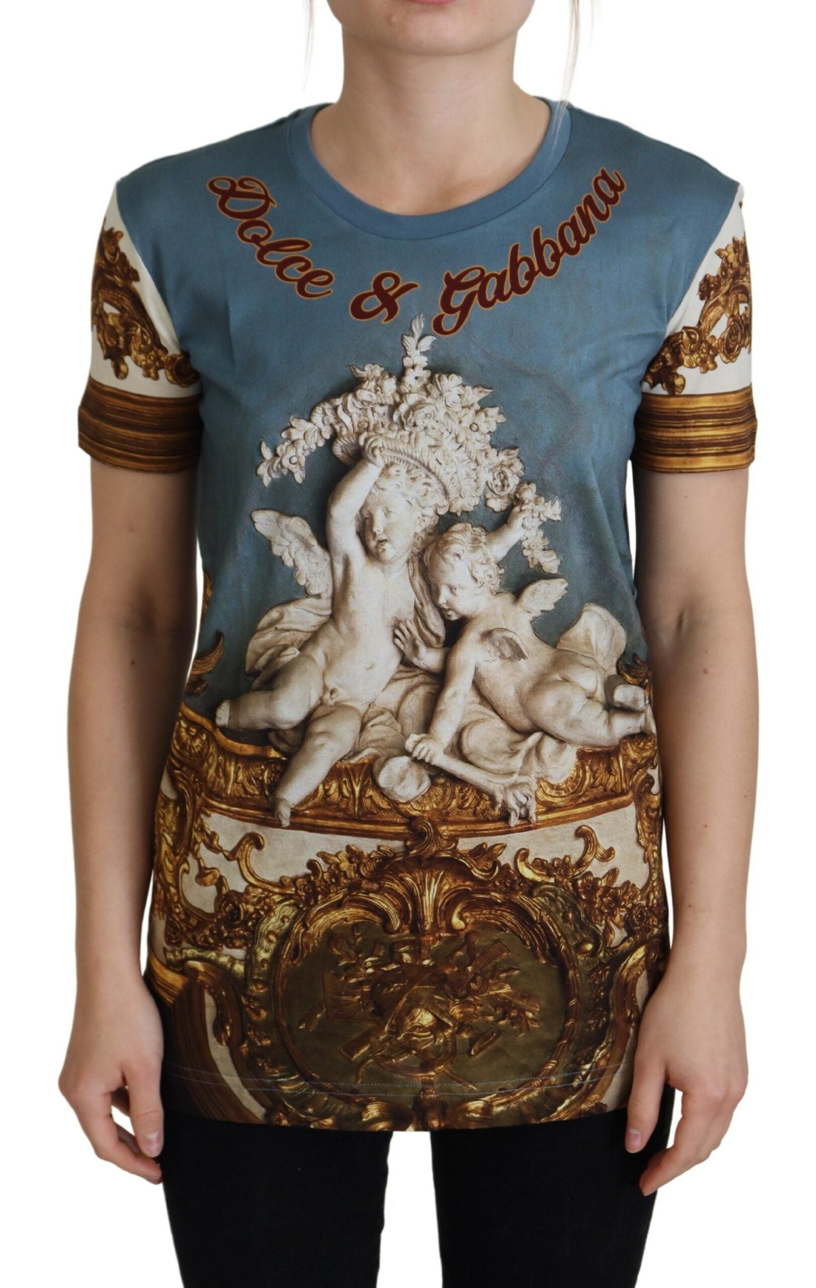 Camisa con estampado de ángel y logotipo DG multicolor de Dolce &amp; Gabbana