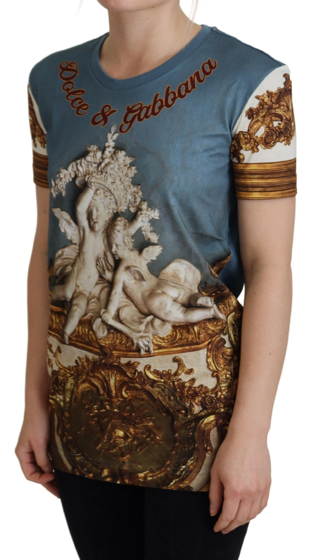 Camisa con estampado de ángel y logotipo DG multicolor de Dolce &amp; Gabbana