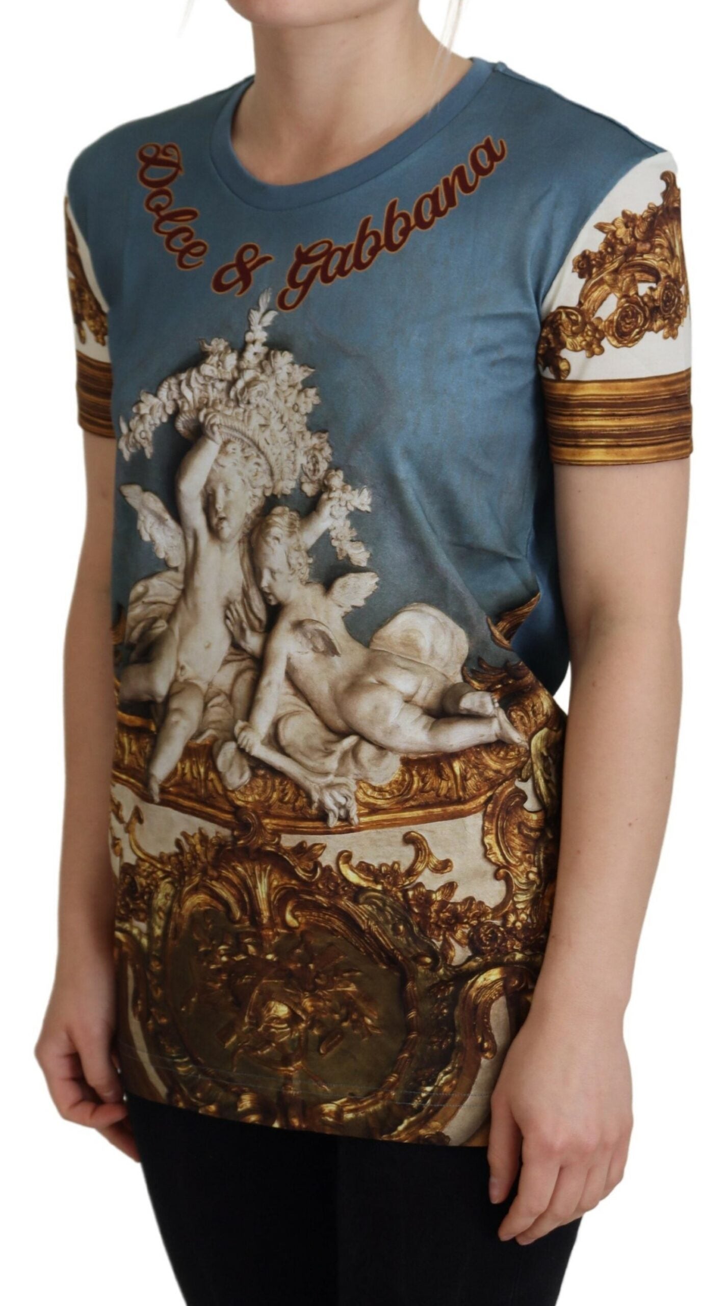 Camisa con estampado de ángel y logotipo DG multicolor de Dolce &amp; Gabbana