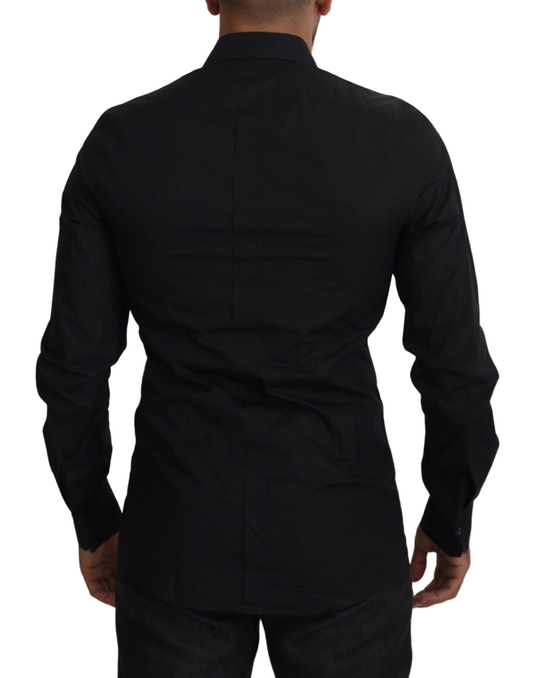Camisa Dolce &amp; Gabbana de manga larga con bordado floral negro para hombre, color dorado