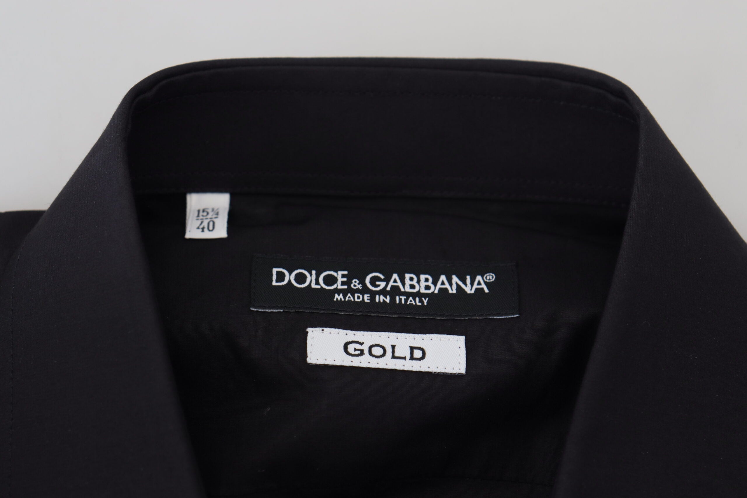 Camisa Dolce &amp; Gabbana de manga larga con bordado floral negro para hombre, color dorado
