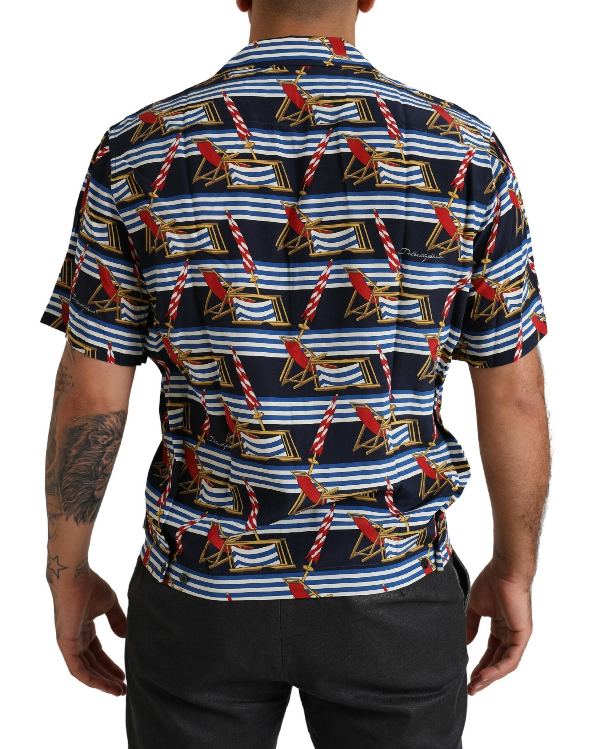 Camisa de manga corta con estampado de silla de playa multicolor de Dolce &amp; Gabbana