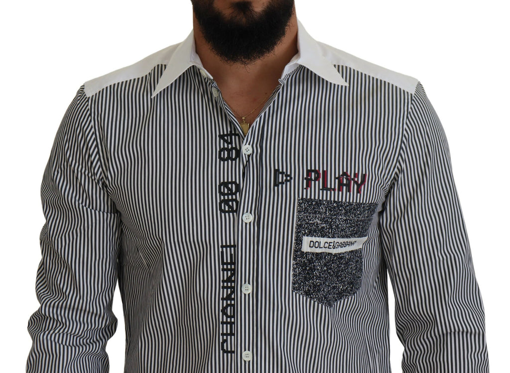 Camisa ajustada a rayas blancas y grises de Dolce &amp; Gabbana