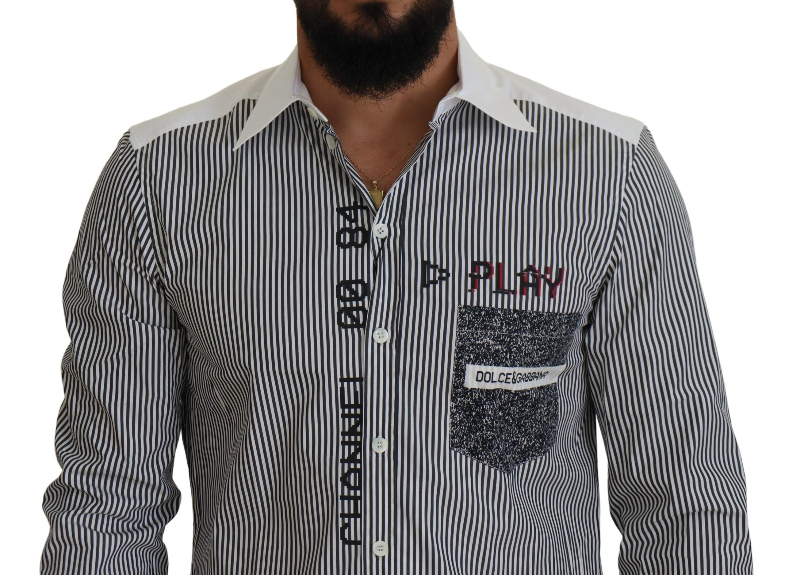 Camisa ajustada a rayas blancas y grises de Dolce &amp; Gabbana