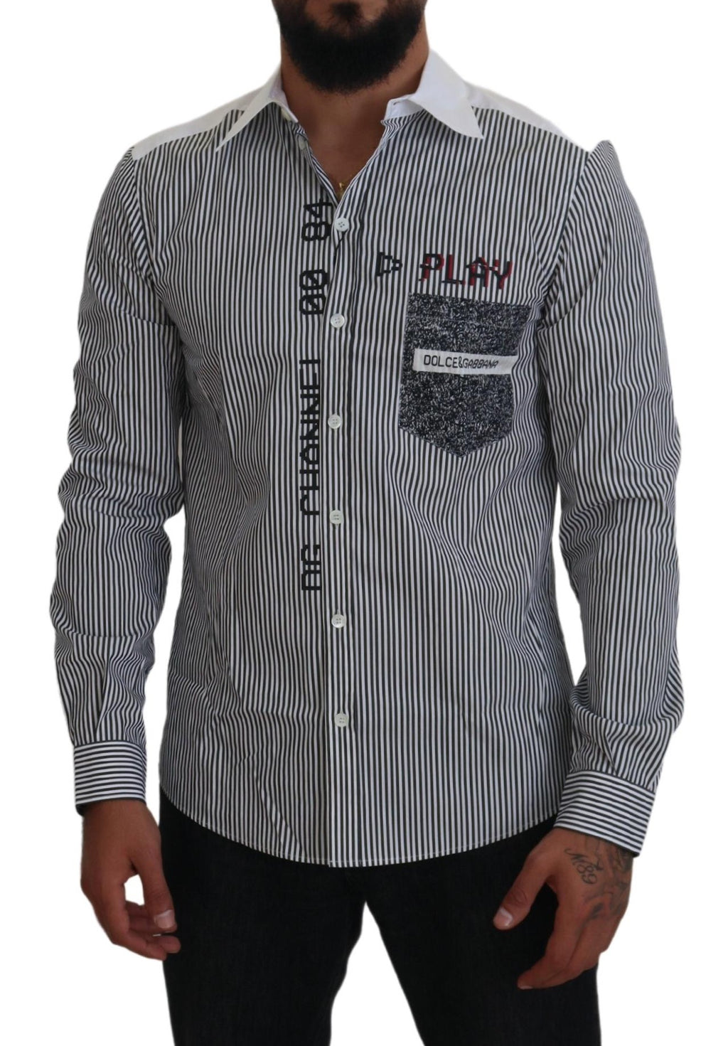 Camisa ajustada a rayas blancas y grises de Dolce &amp; Gabbana