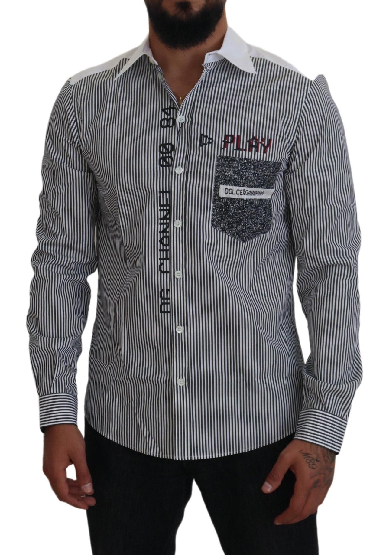 Camisa ajustada a rayas blancas y grises de Dolce &amp; Gabbana