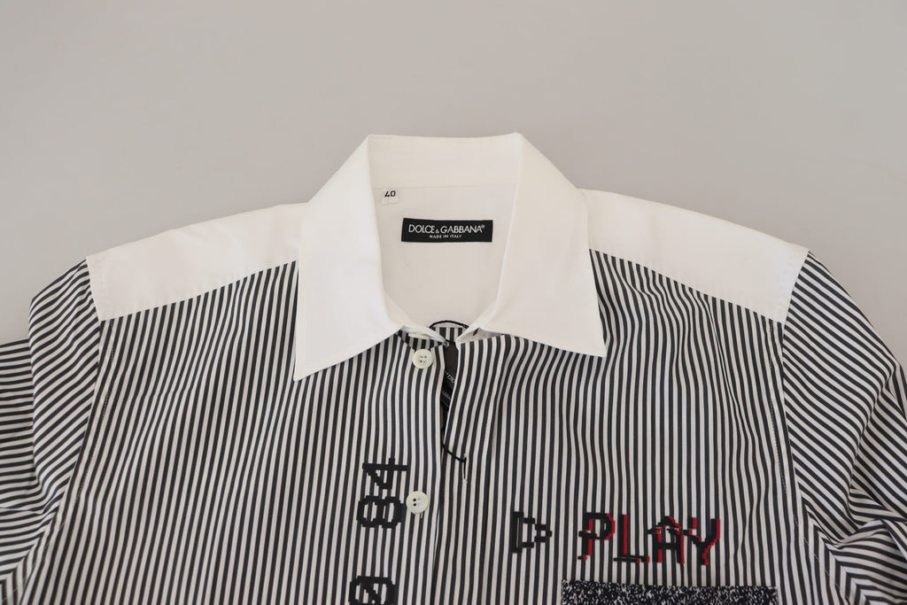 Camisa ajustada a rayas blancas y grises de Dolce &amp; Gabbana