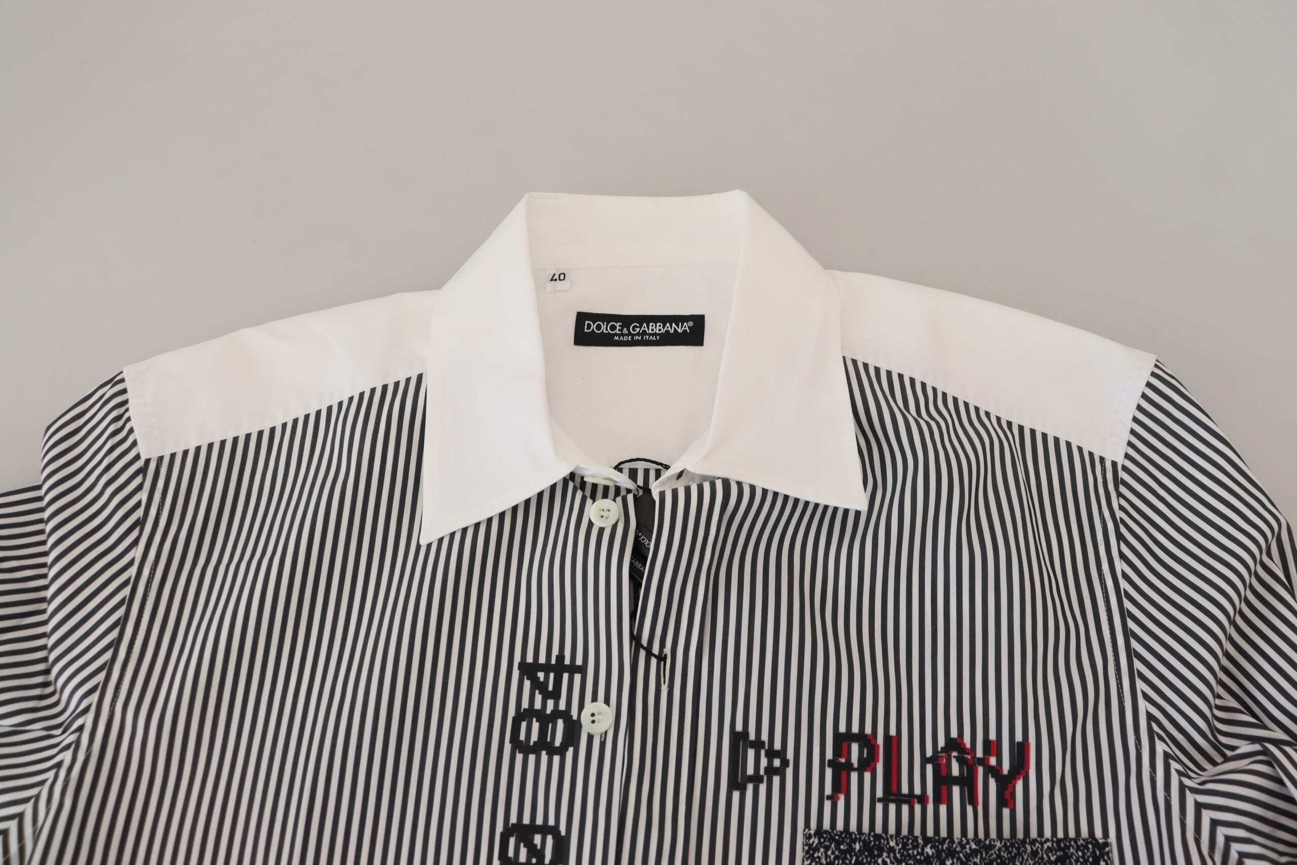 Camisa ajustada a rayas blancas y grises de Dolce &amp; Gabbana
