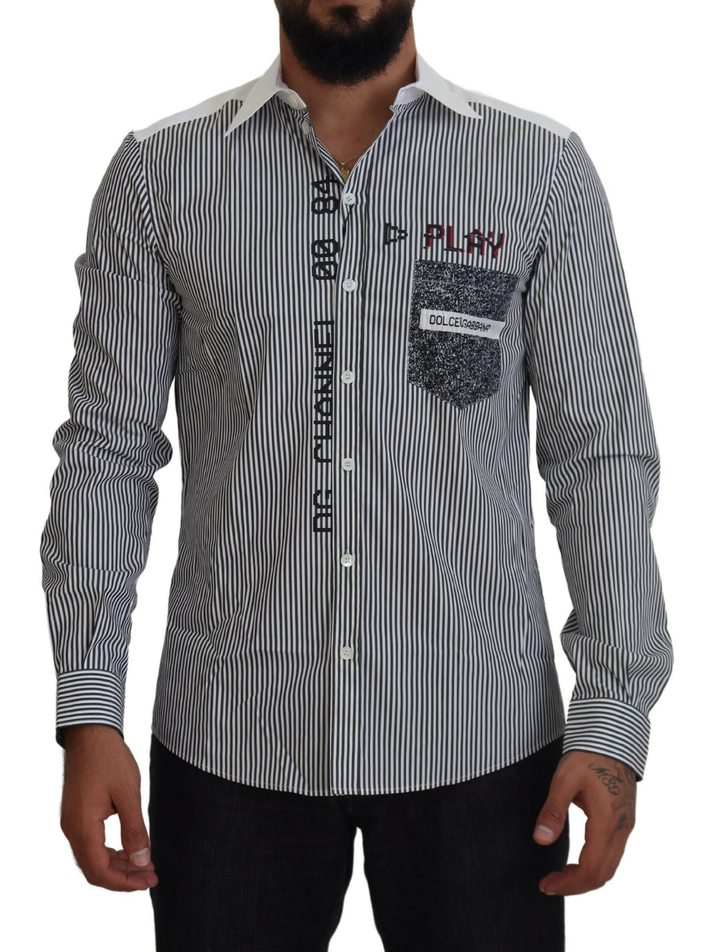 Camisa ajustada a rayas blancas y grises de Dolce &amp; Gabbana