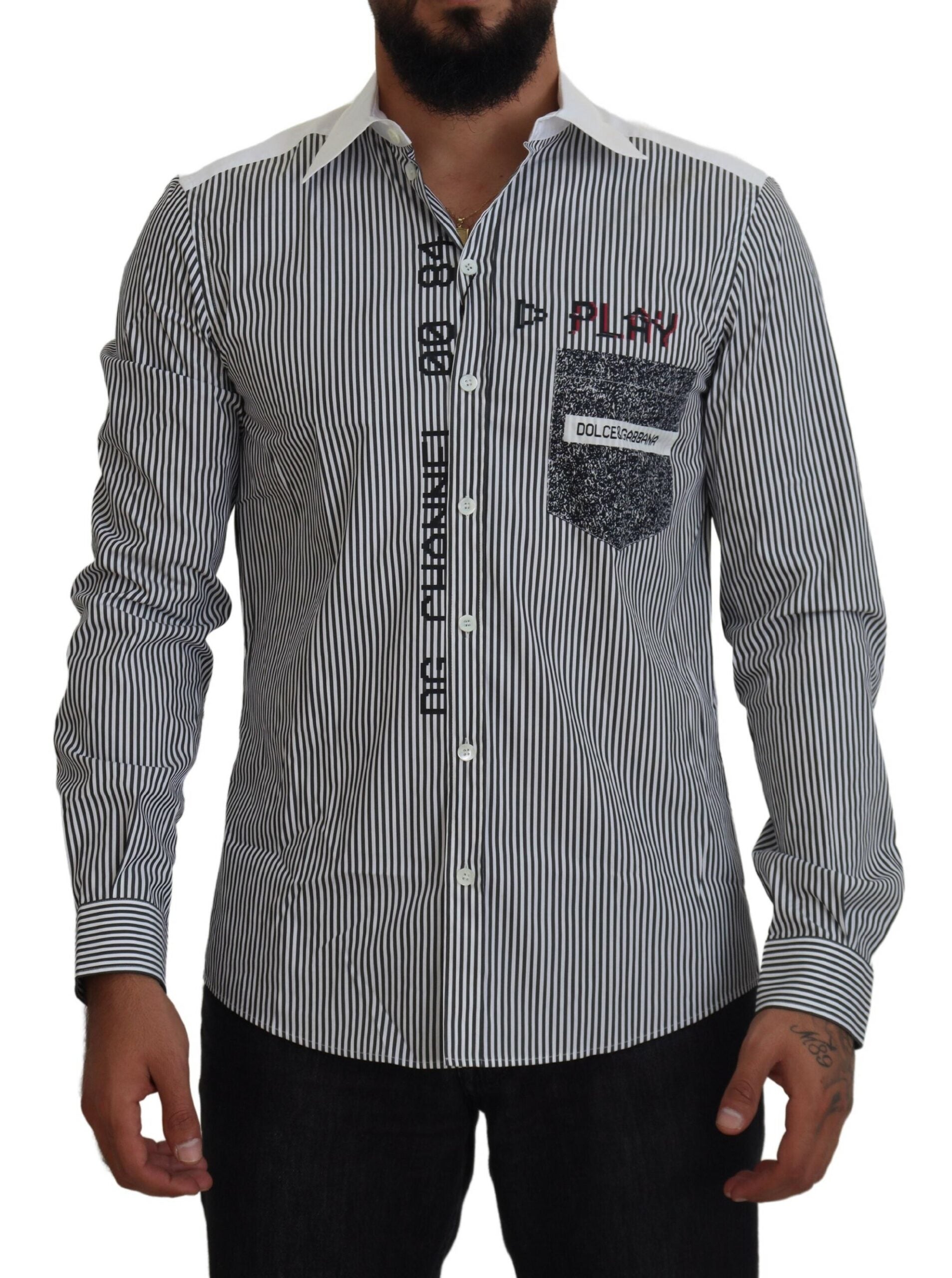 Camisa ajustada a rayas blancas y grises de Dolce &amp; Gabbana