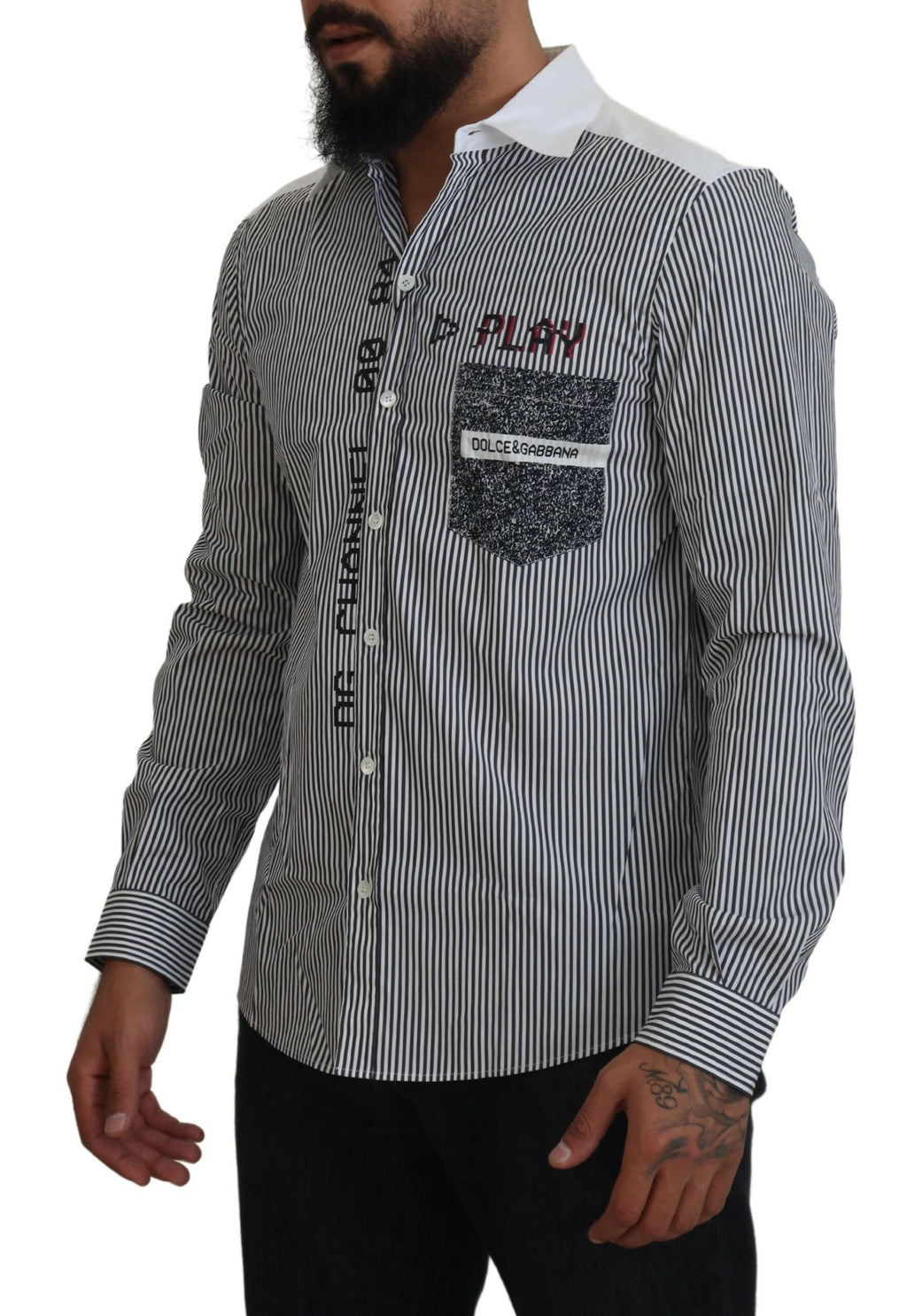 Camisa ajustada a rayas blancas y grises de Dolce &amp; Gabbana