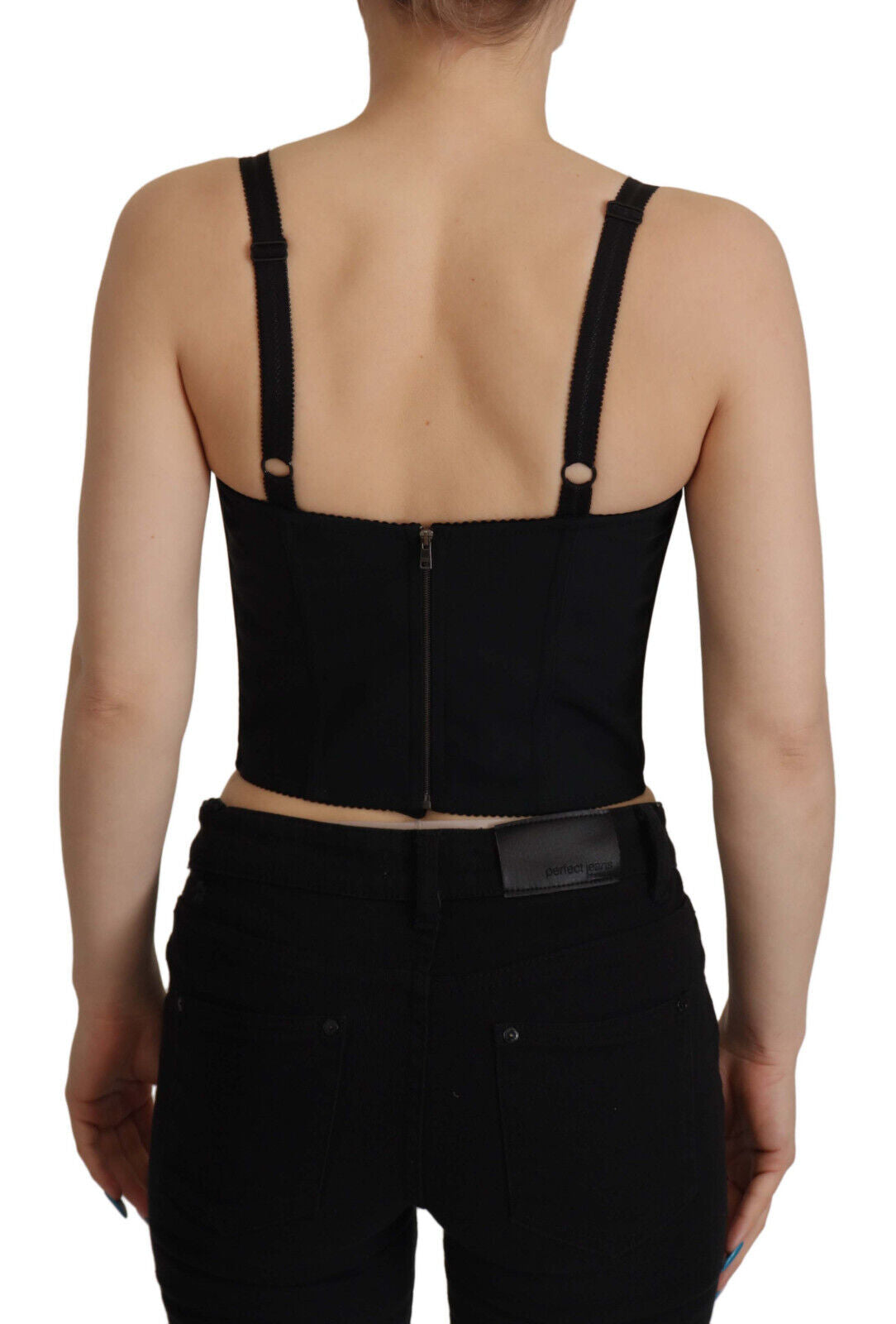 Blusa Siciliana con patchwork negro y top corto con corsé de Dolce &amp; Gabbana