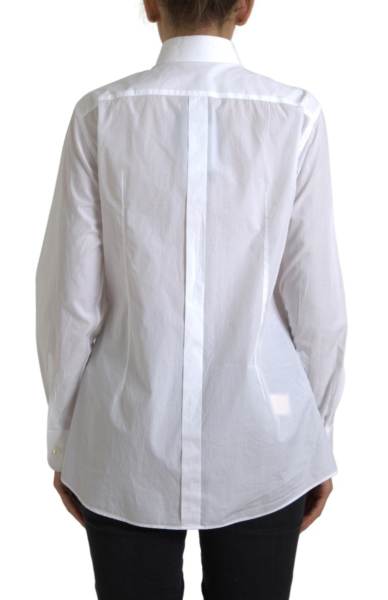 Camisa de manga larga con cuello de algodón Dolce &amp; Gabbana blanca