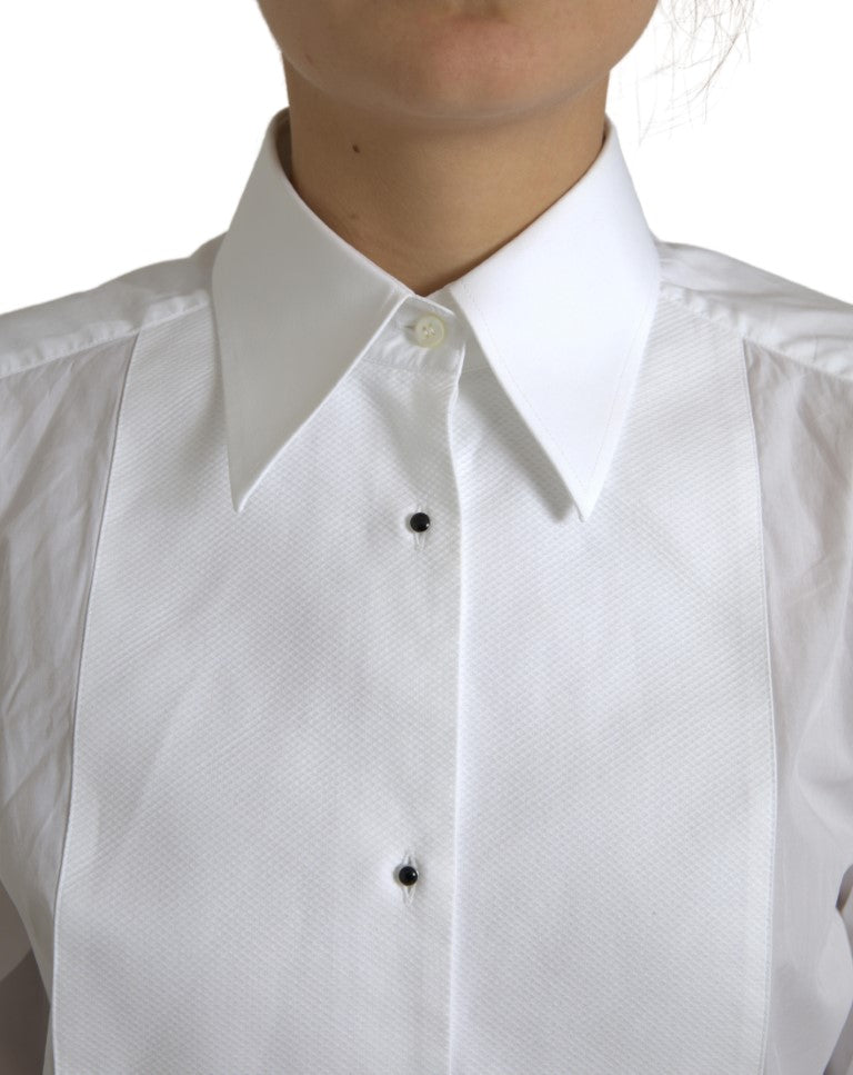 Camisa de manga larga con cuello de algodón Dolce &amp; Gabbana blanca
