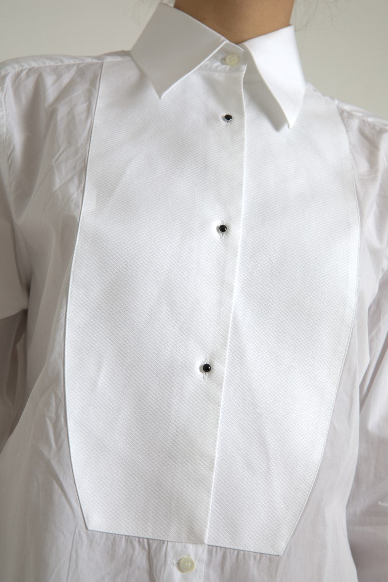 Camisa de manga larga con cuello de algodón Dolce &amp; Gabbana blanca