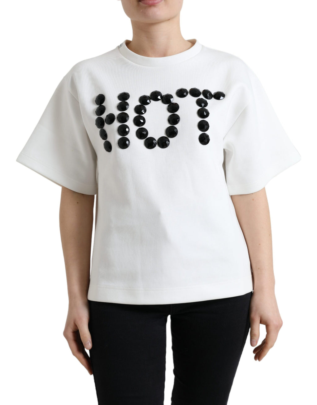 Camiseta Dolce &amp; Gabbana Algodón Elástico Blanco Negro HOT Cristal