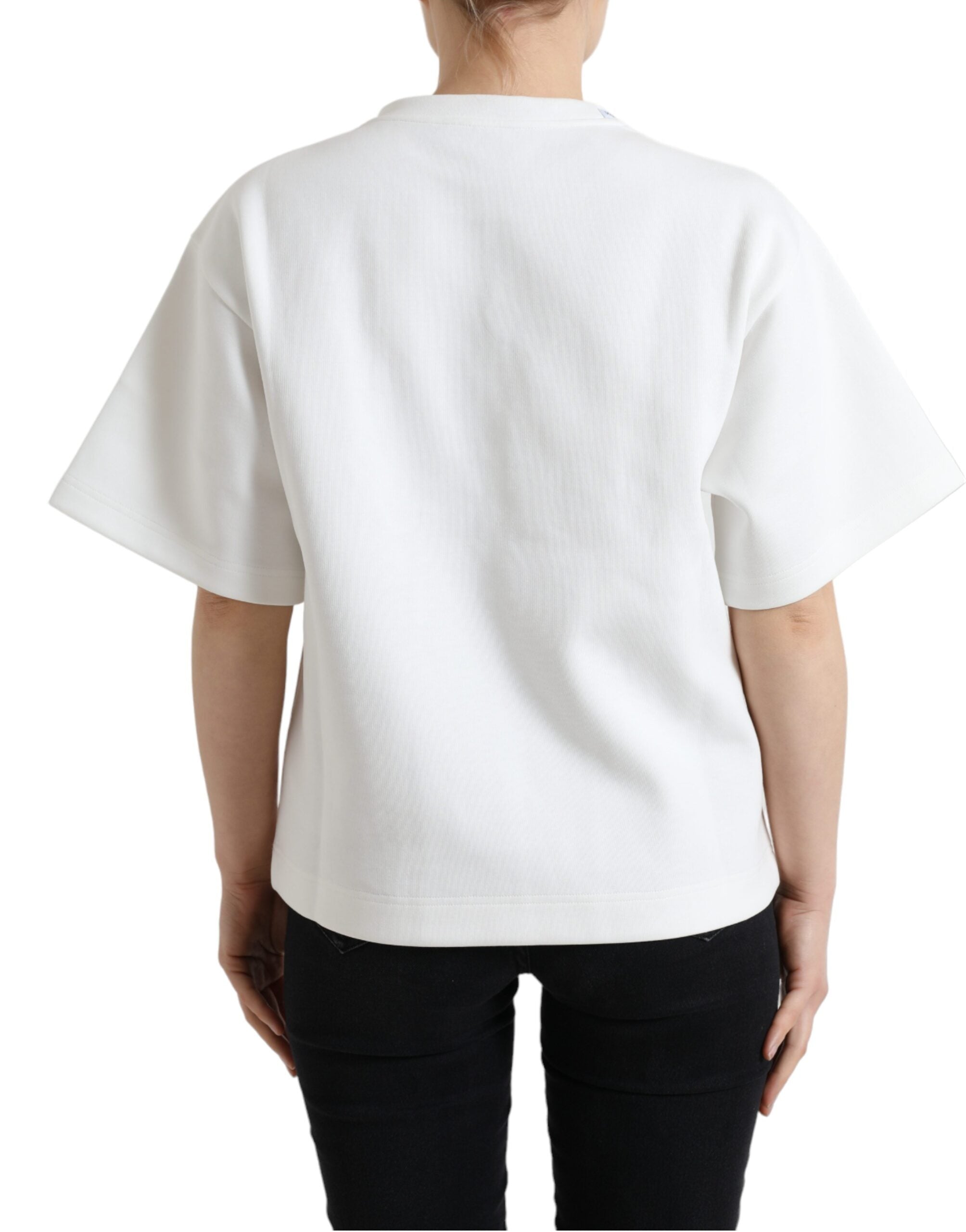 Camiseta Dolce &amp; Gabbana Algodón Elástico Blanco Negro HOT Cristal