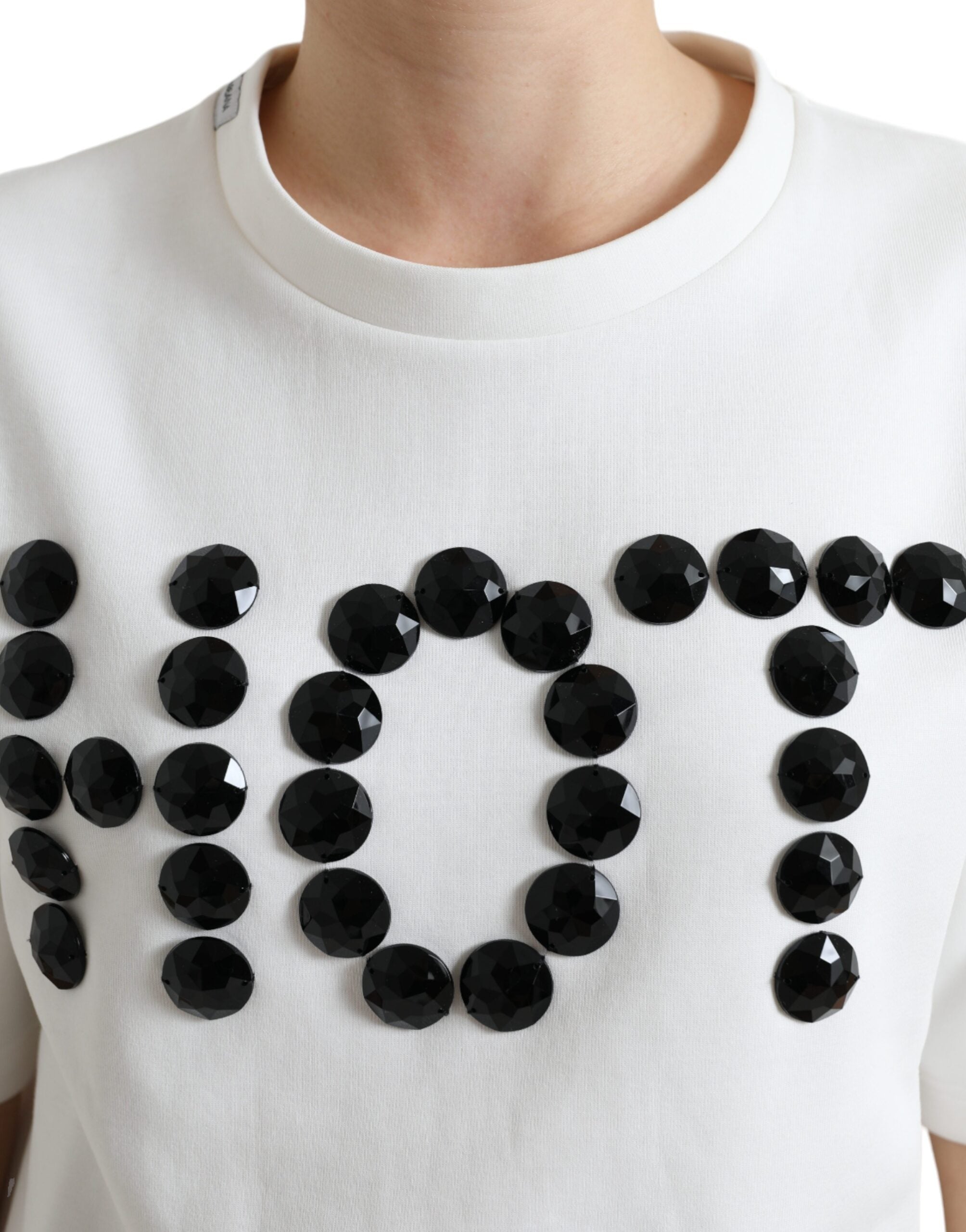 Camiseta Dolce &amp; Gabbana Algodón Elástico Blanco Negro HOT Cristal