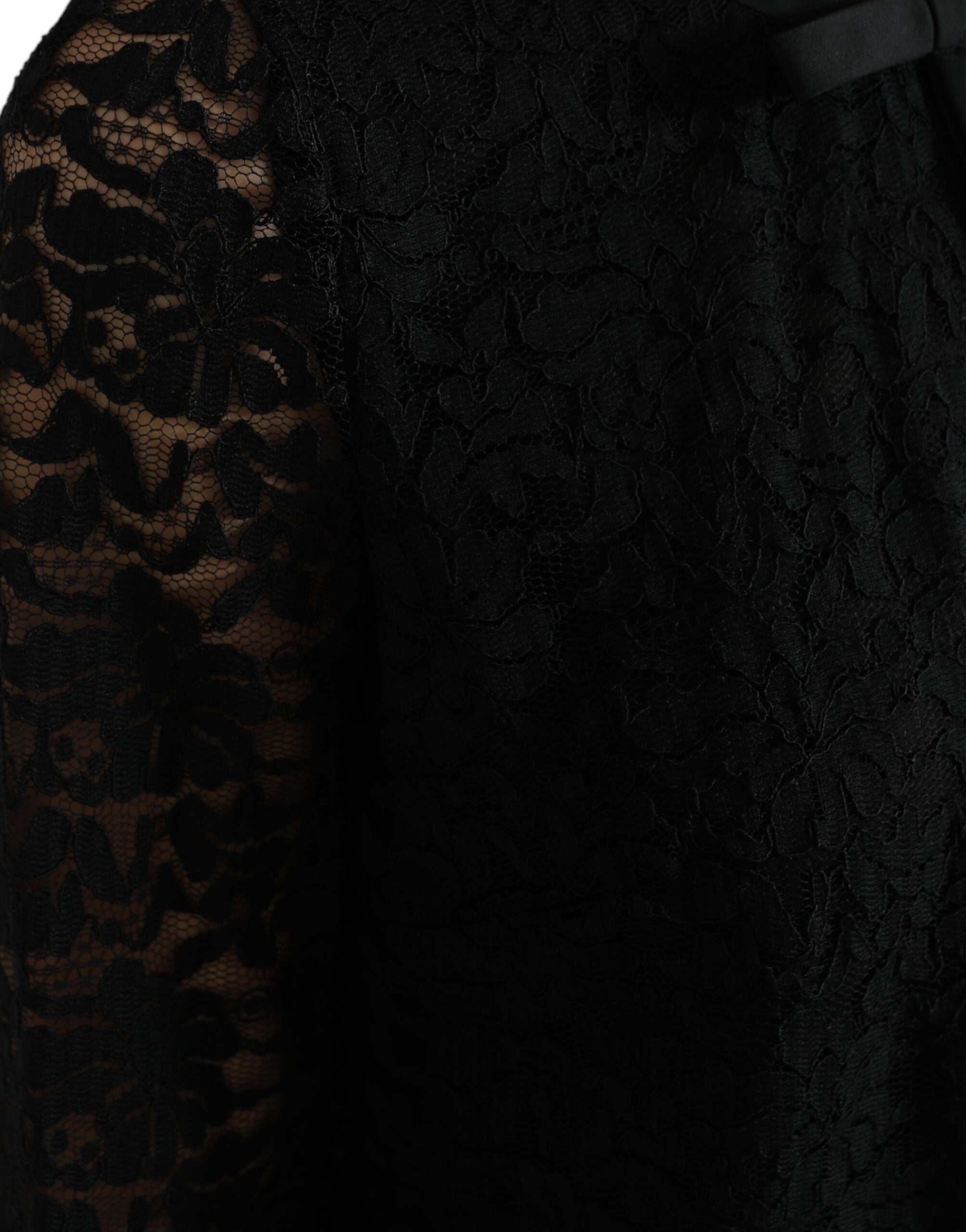Blusa negra STAFF de Dolce &amp; Gabbana con encaje floral y parte superior de nailon