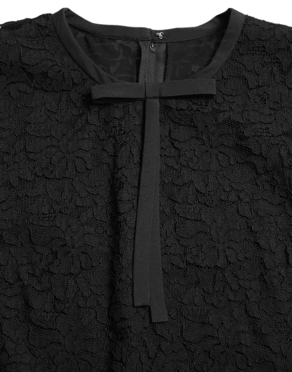 Blusa negra STAFF de Dolce &amp; Gabbana con encaje floral y parte superior de nailon