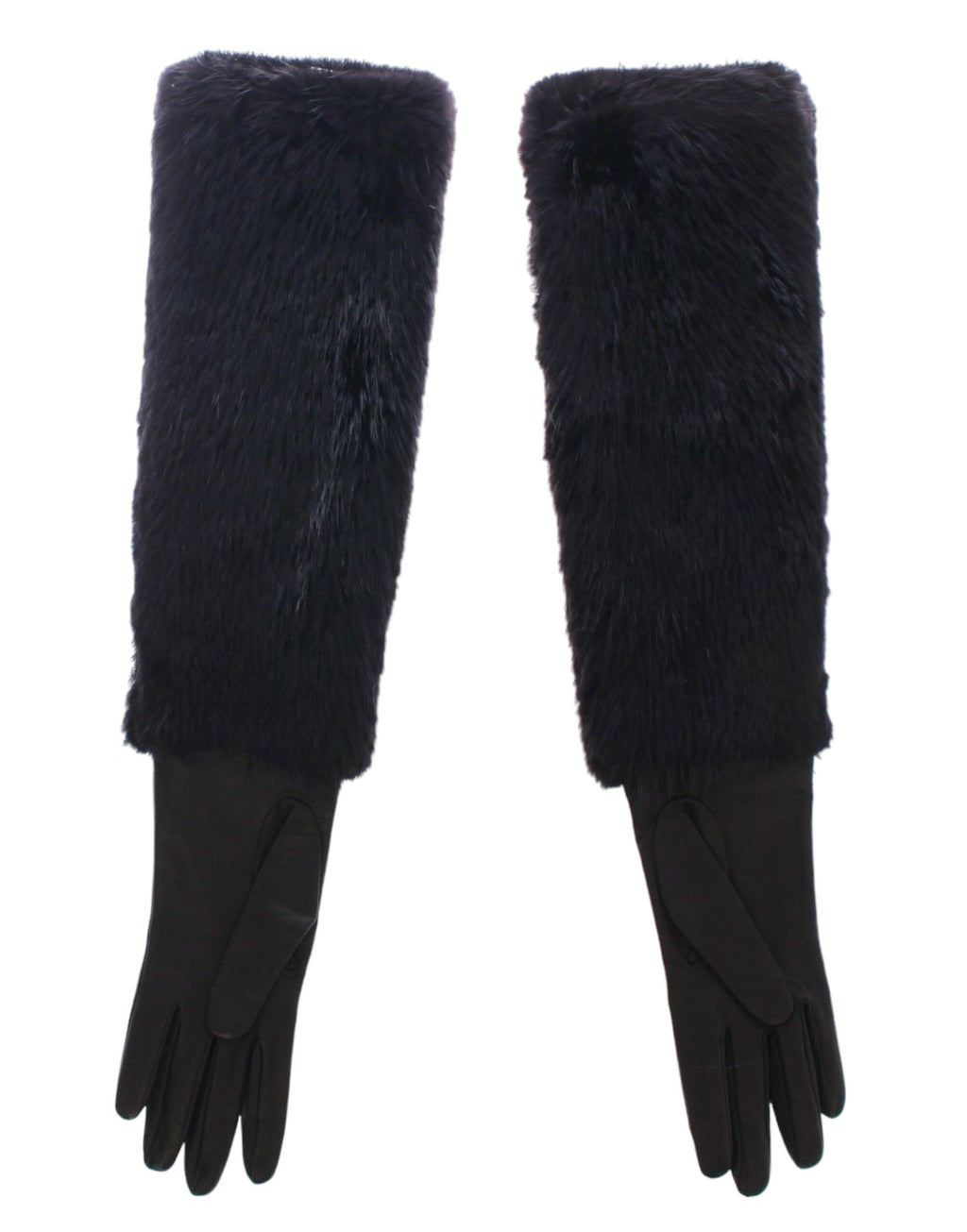 Guantes de piel de cordero y piel de castor negra de Dolce &amp; Gabbana