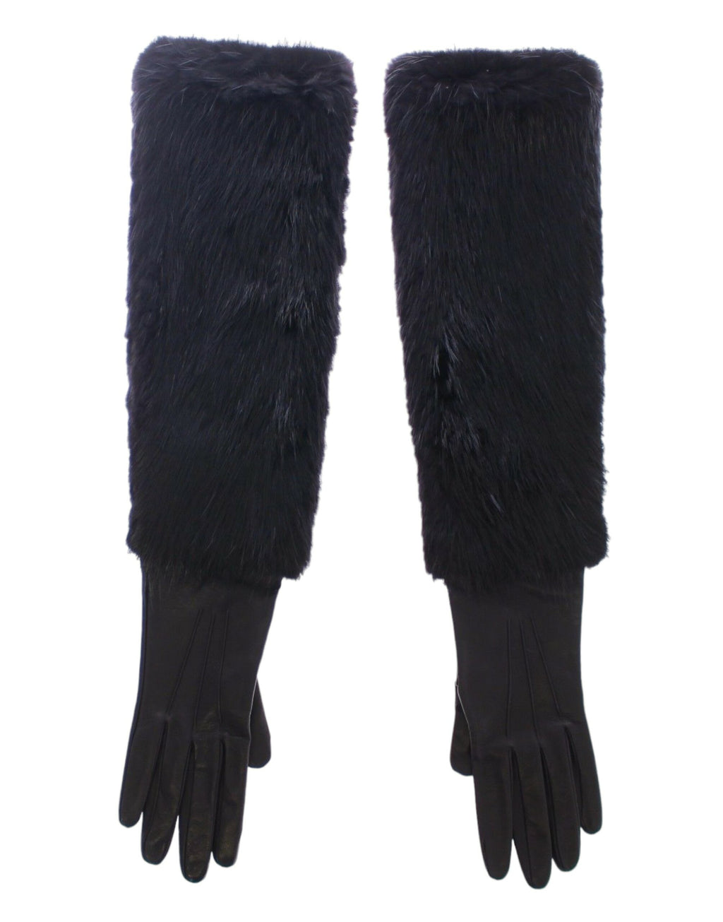 Guantes de piel de cordero y piel de castor negra de Dolce &amp; Gabbana