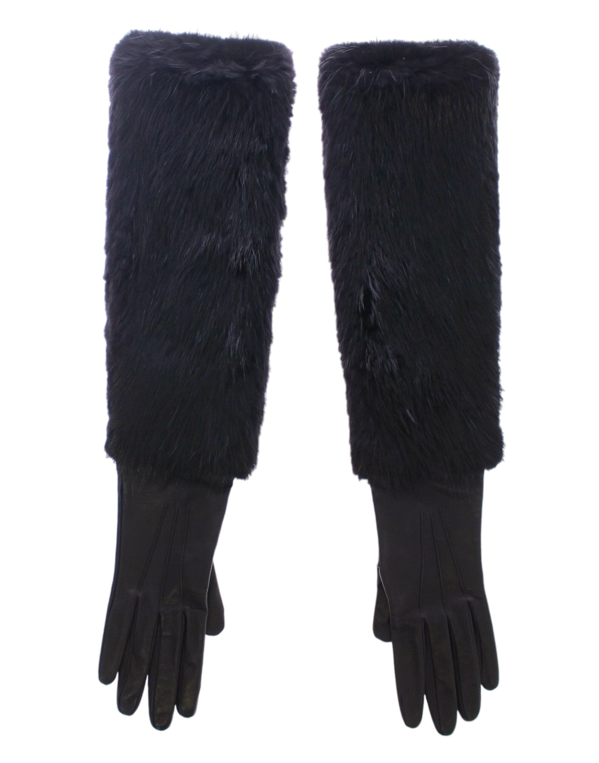 Guantes de piel de cordero y piel de castor negra de Dolce &amp; Gabbana