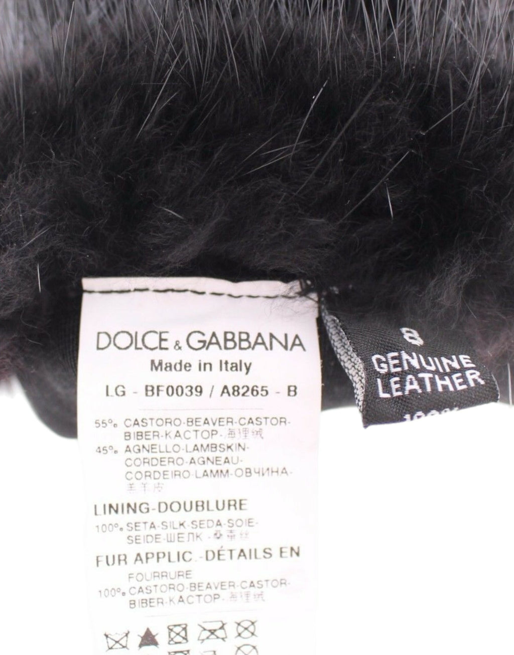 Guantes de piel de cordero y piel de castor negra de Dolce &amp; Gabbana
