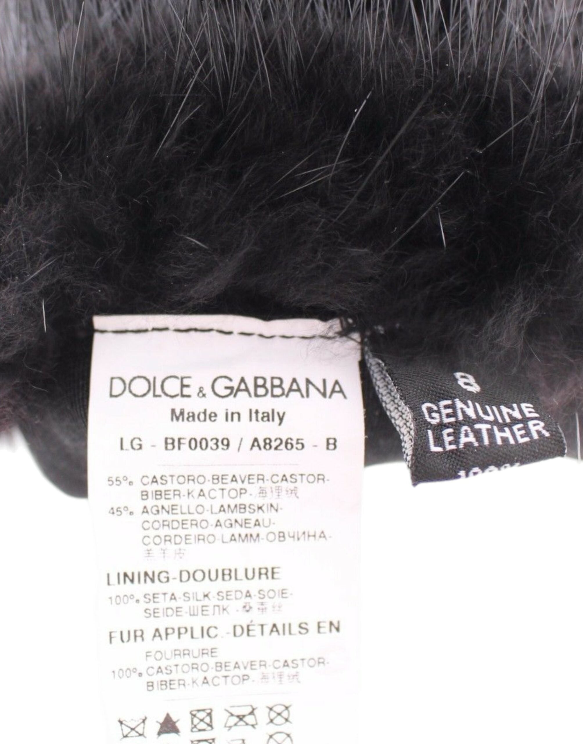 Guantes de piel de cordero y piel de castor negra de Dolce &amp; Gabbana