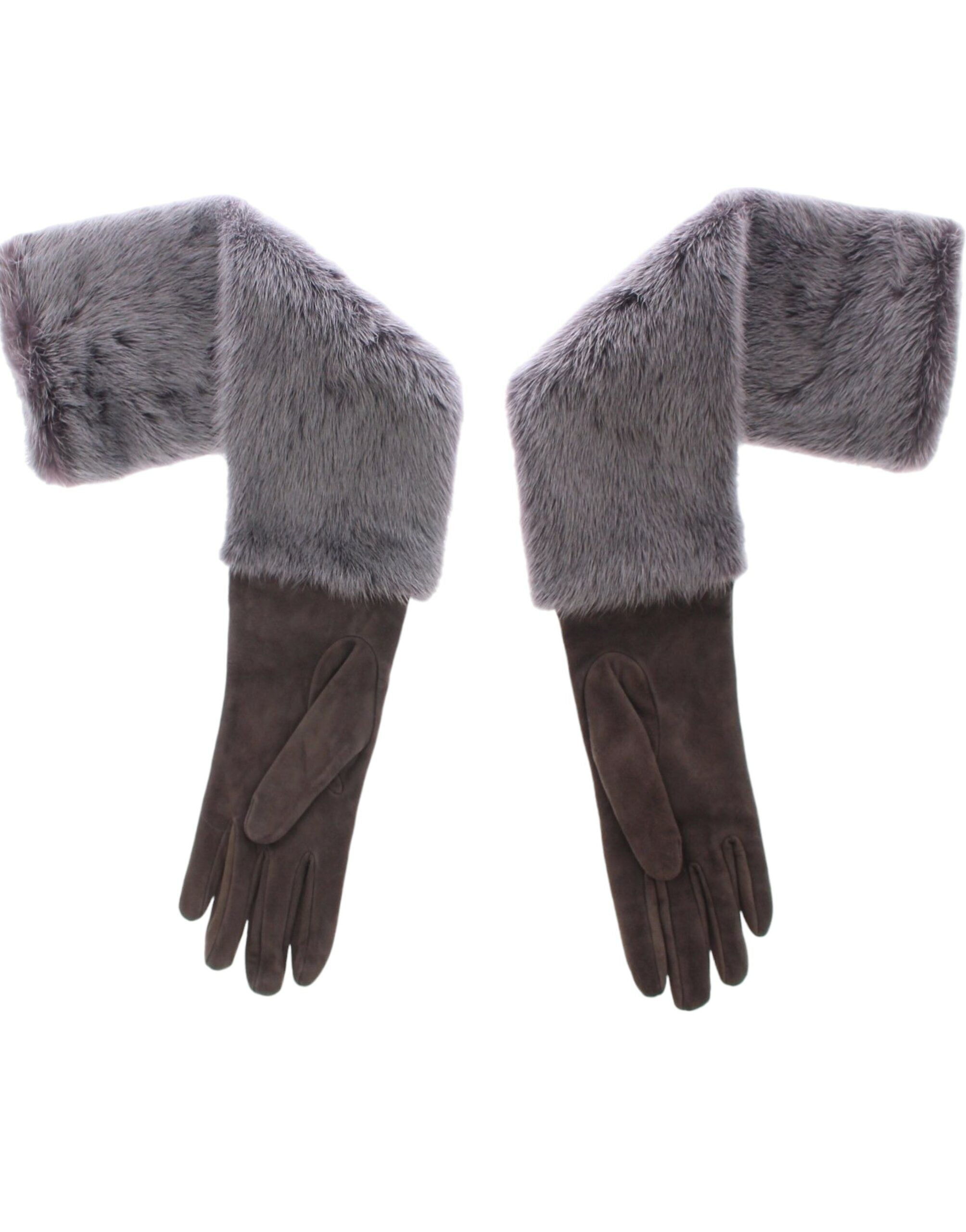 Guantes de piel de cordero y gamuza de visón gris de Dolce &amp; Gabbana