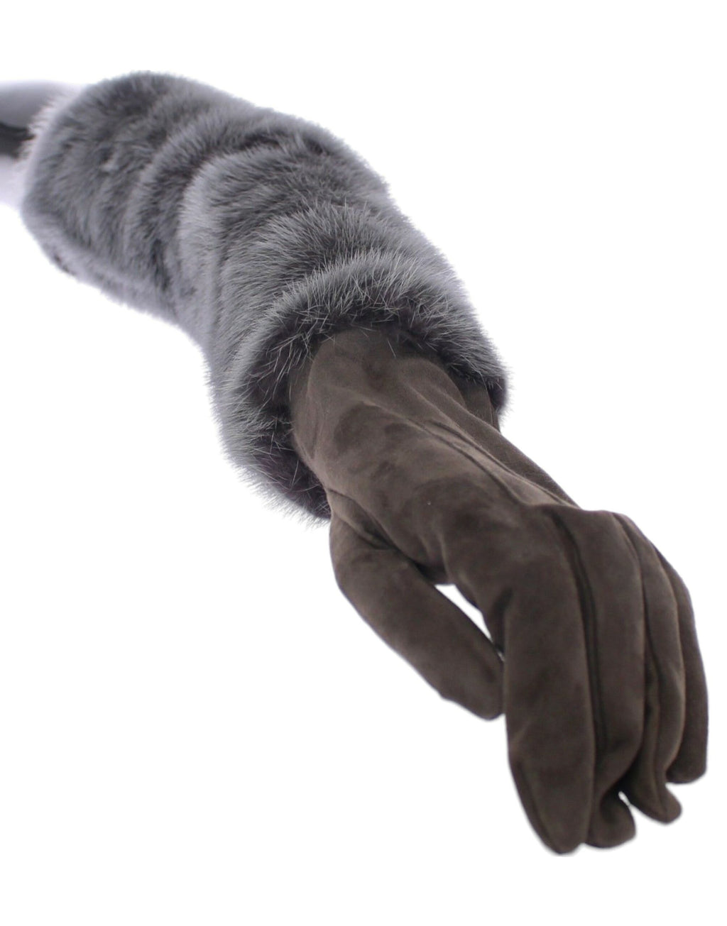 Guantes de piel de cordero y gamuza de visón gris de Dolce &amp; Gabbana