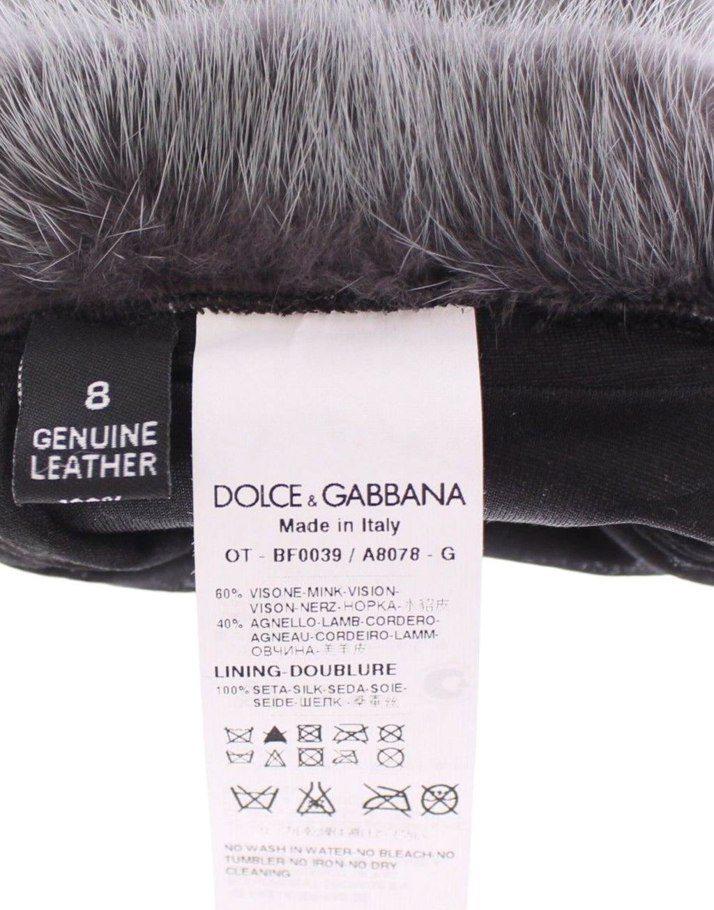 Guantes de piel de cordero y gamuza de visón gris de Dolce &amp; Gabbana