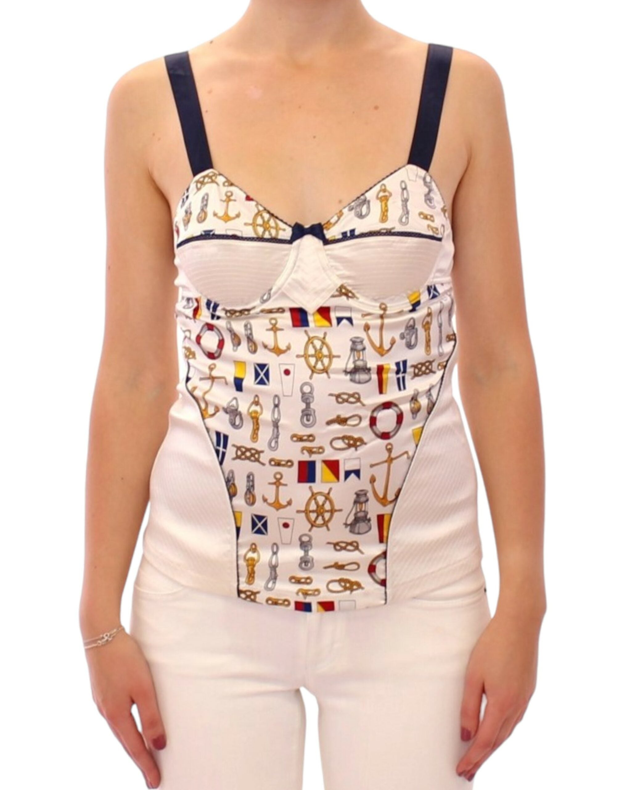 Camiseta de tirantes blanca con motivo marinero de Dolce &amp; Gabbana