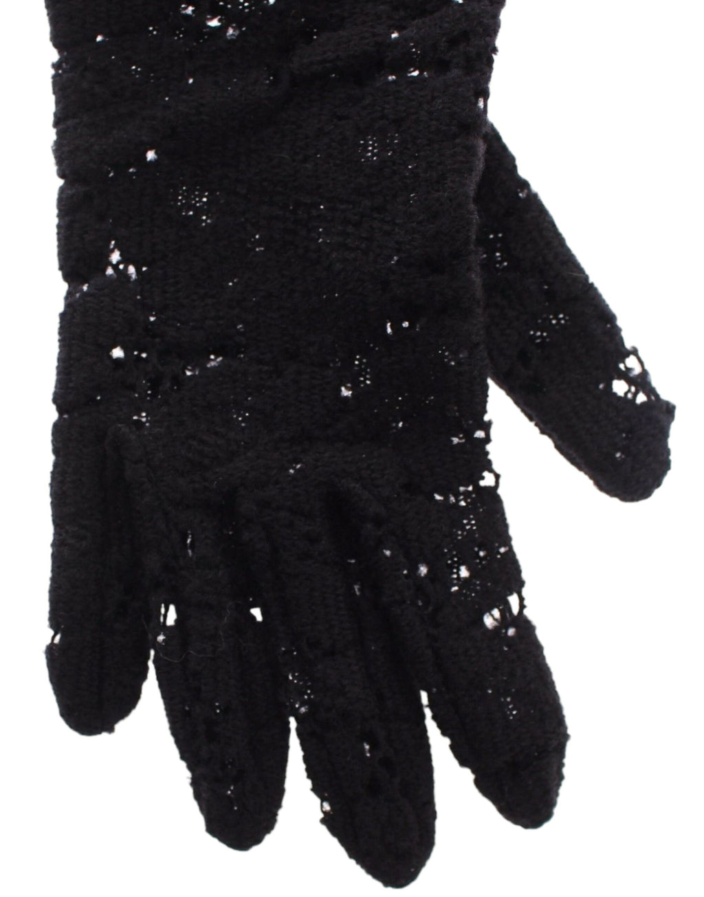 Guantes de codo de piel de cordero y lana con encaje negro de Dolce &amp; Gabbana