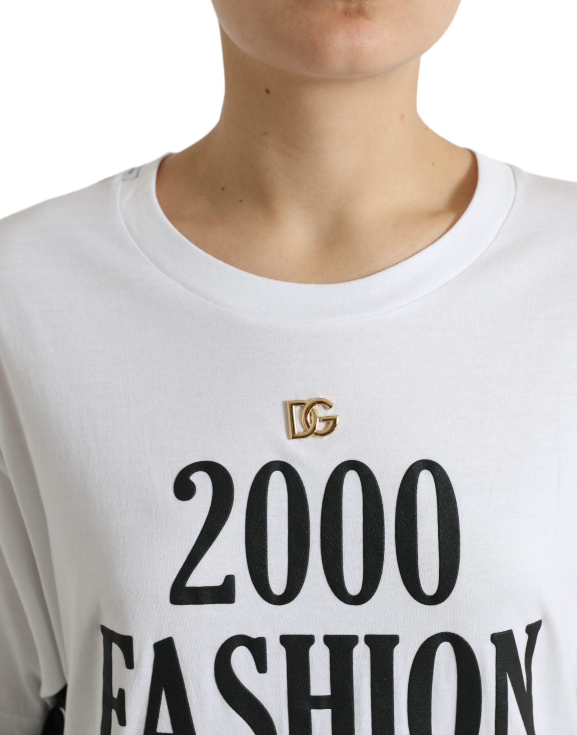 Camiseta blanca con detalle de cordones y estampado de eslogan de Dolce &amp; Gabbana
