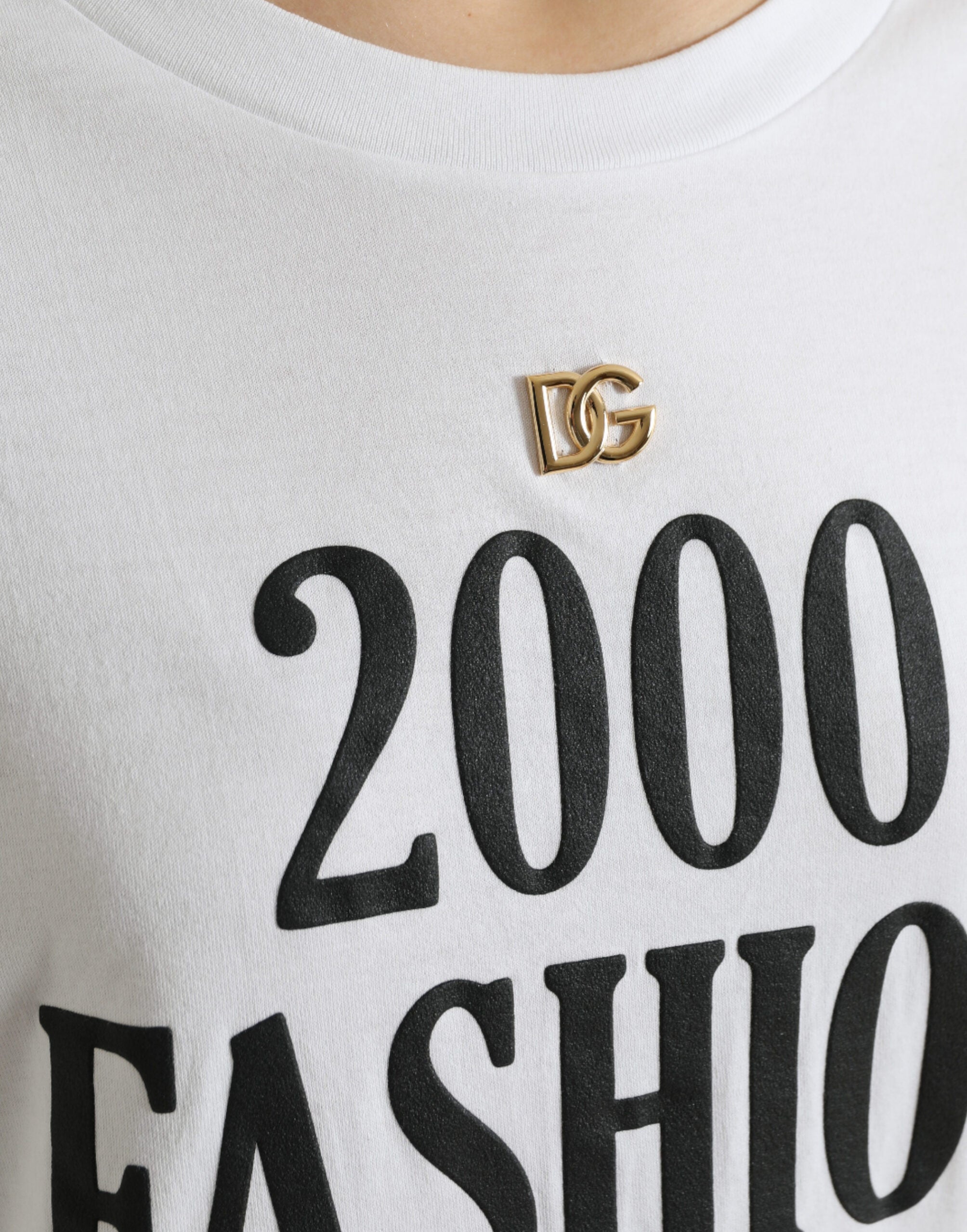 Camiseta blanca con detalle de cordones y estampado de eslogan de Dolce &amp; Gabbana