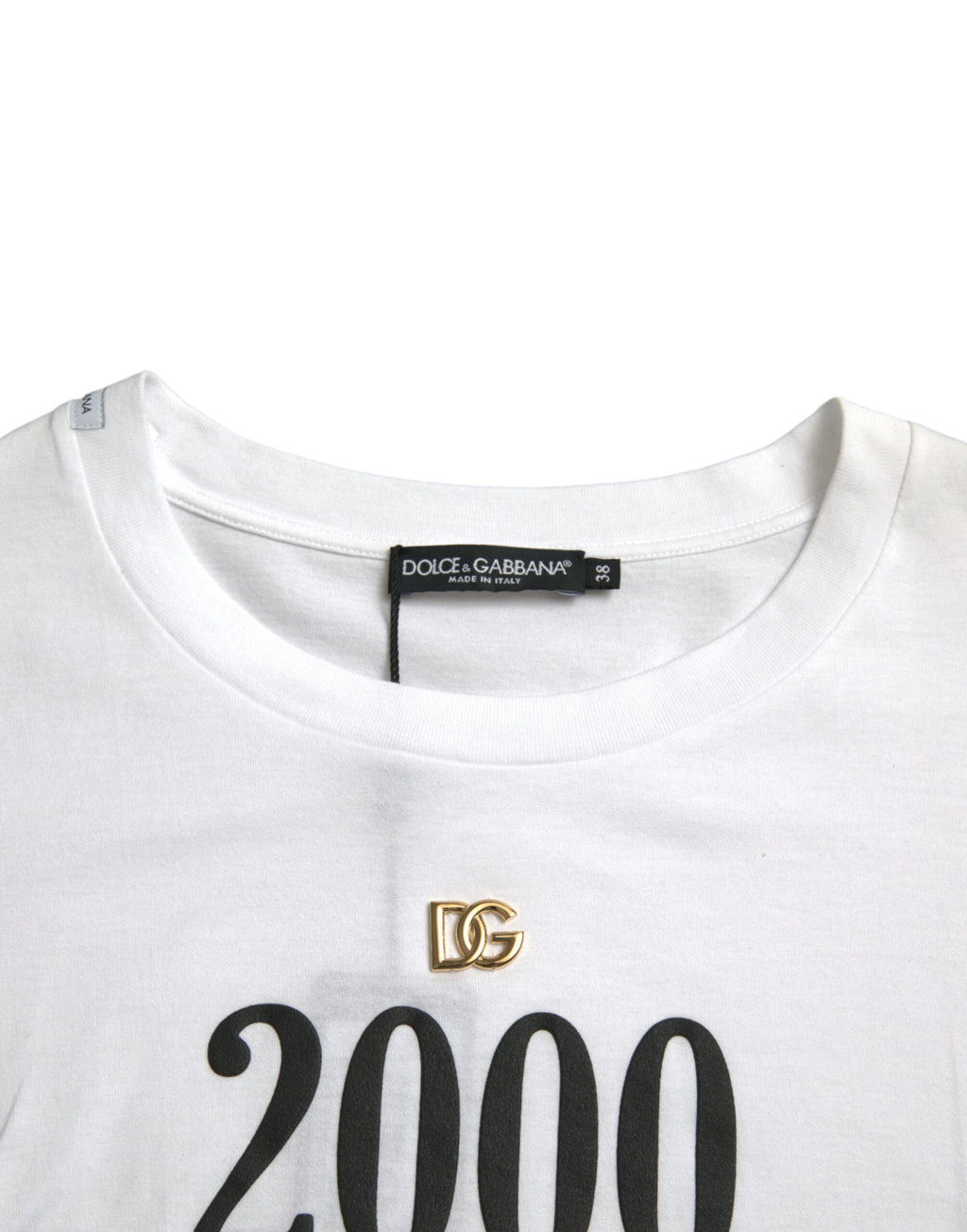 Camiseta blanca con detalle de cordones y estampado de eslogan de Dolce &amp; Gabbana