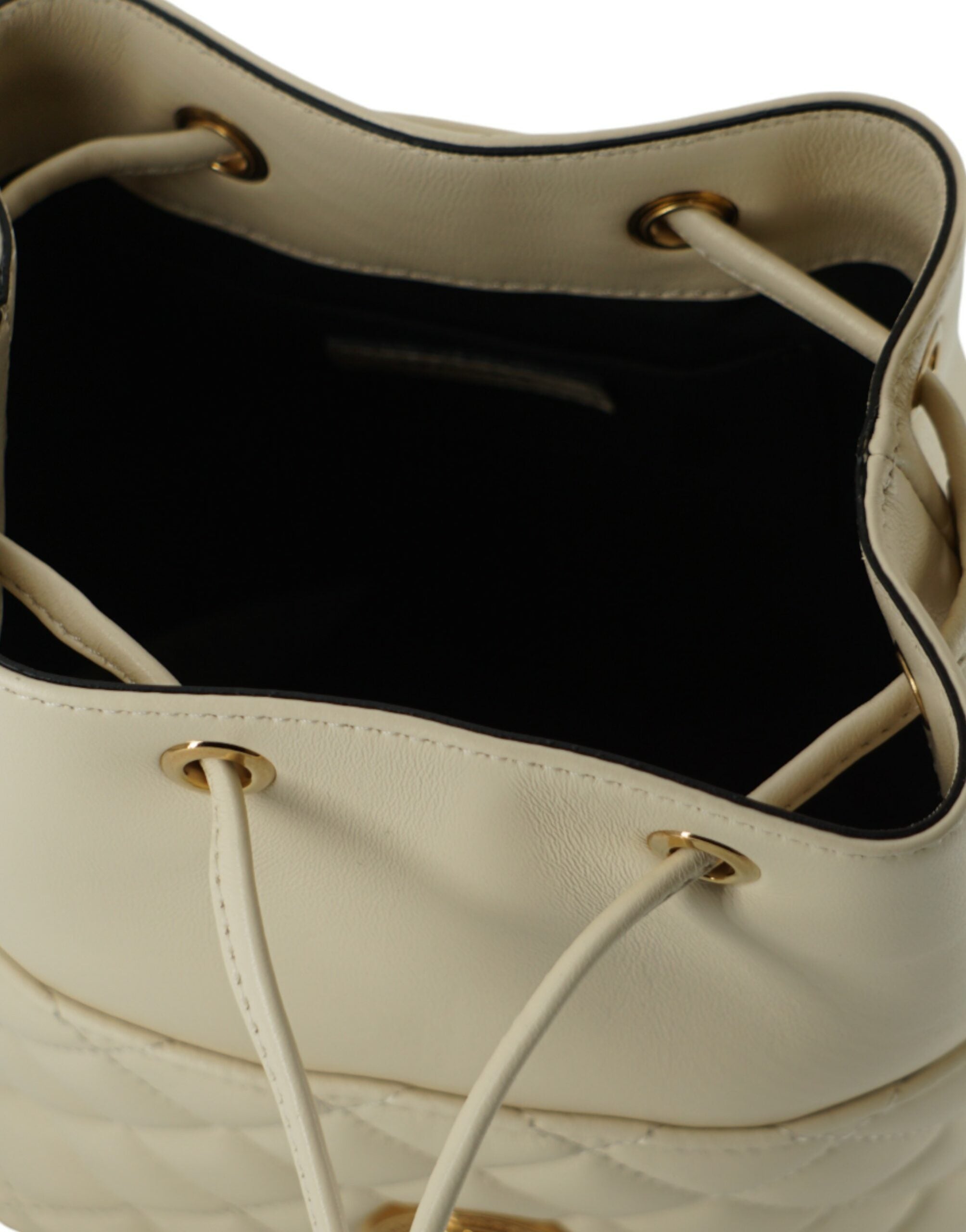 Bolso de hombro tipo cubo pequeño y elegante de piel blanca de Versace