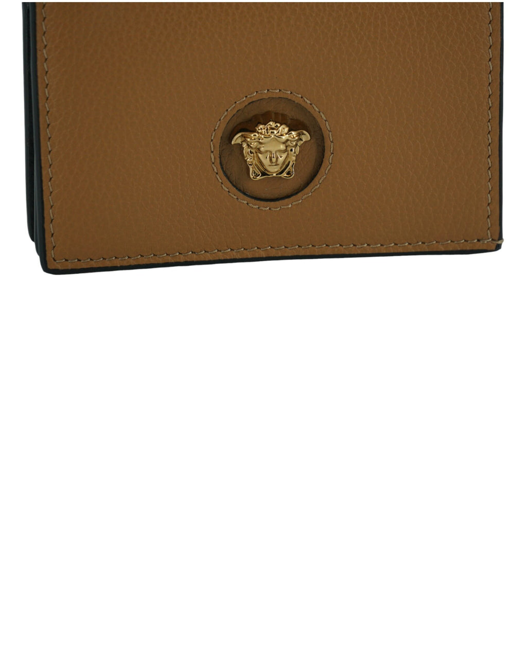 Cartera elegante y compacta de piel Versace en marrón