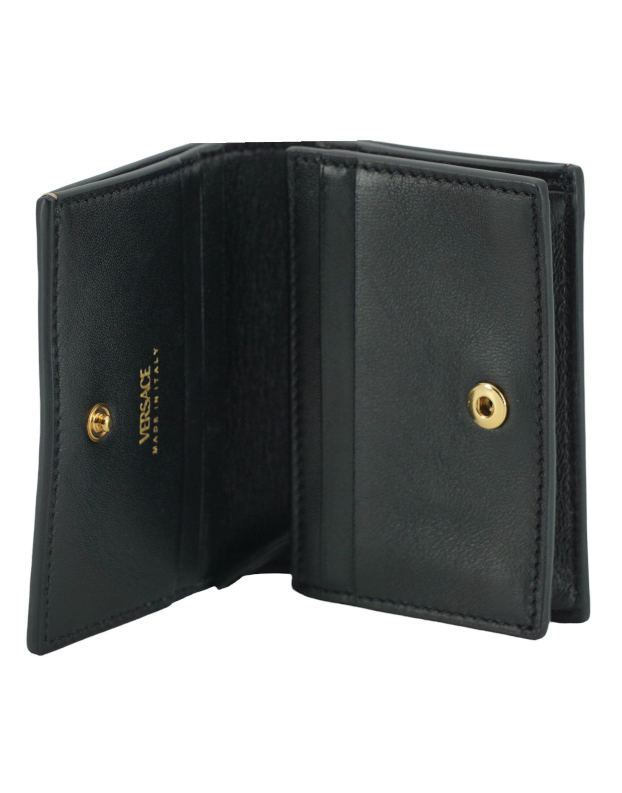 Cartera elegante y compacta de piel Versace en marrón