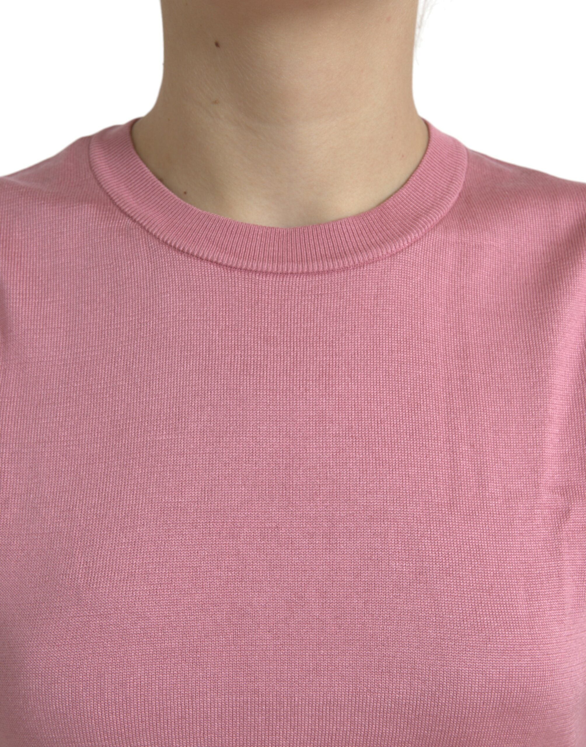 Top corto sin mangas con cuello redondo rosa de Dolce &amp; Gabbana