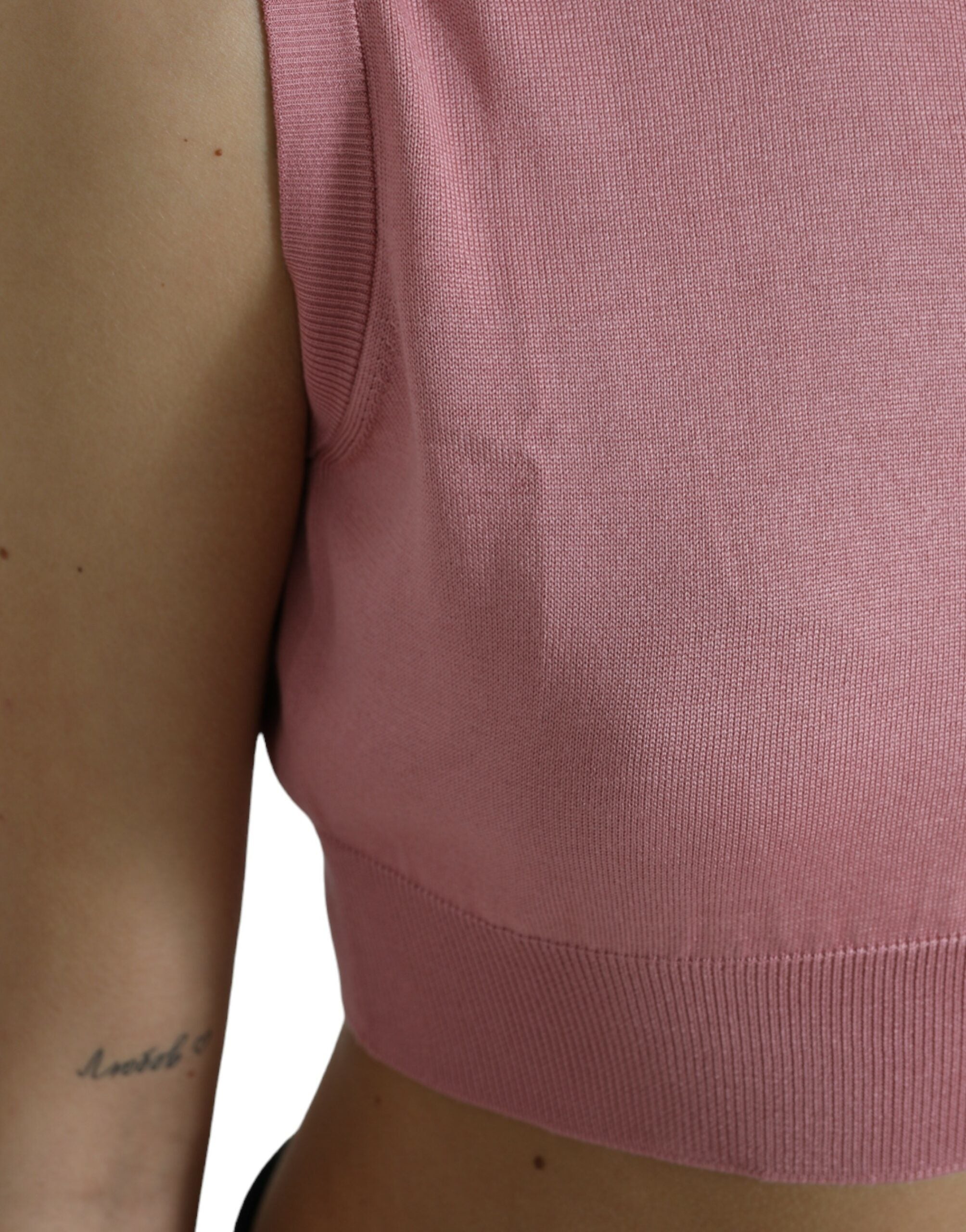 Top corto sin mangas con cuello redondo rosa de Dolce &amp; Gabbana