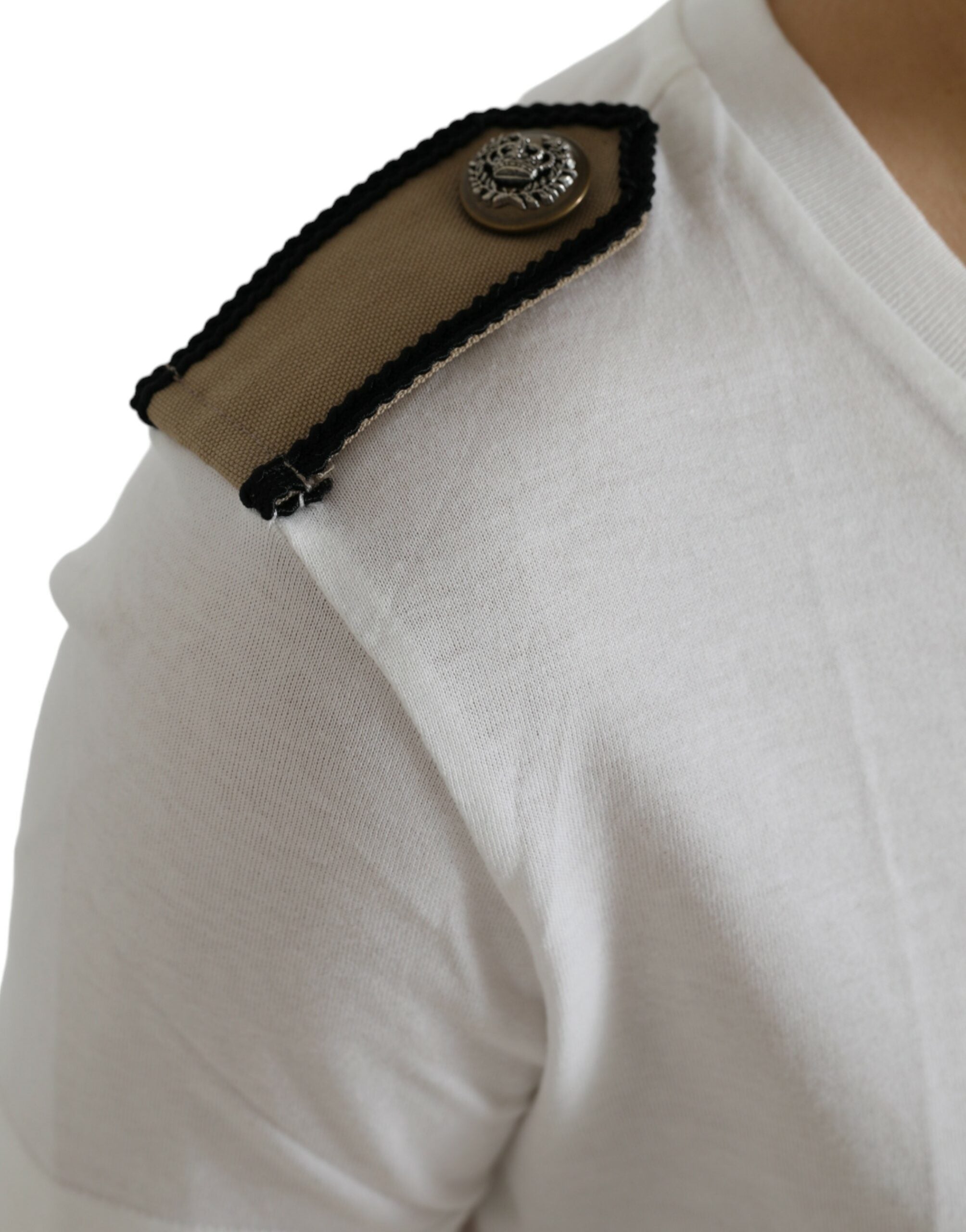 Camiseta de algodón con cuello redondo y rosas blancas y negras de Dolce &amp; Gabbana