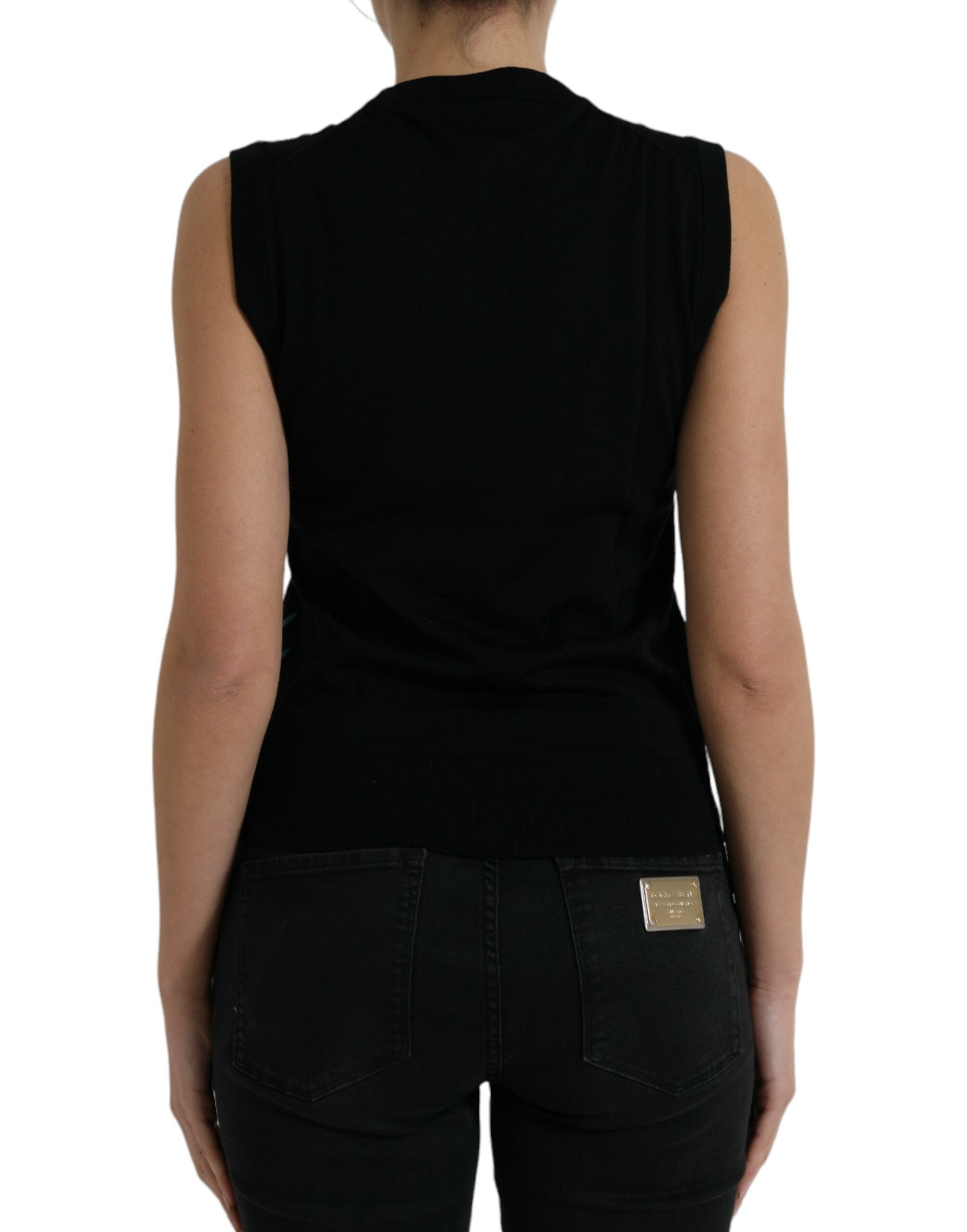 Camiseta sin mangas con cuello redondo y estampado de jungla negra de Dolce &amp; Gabbana